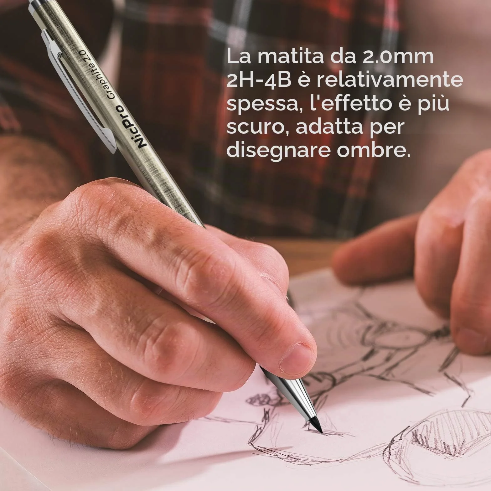Nicpro 6 Pezzi Matite Meccaniche Set 0,3 0,5 0,7 0,9mm 2mm Portamine per Artista Disegno