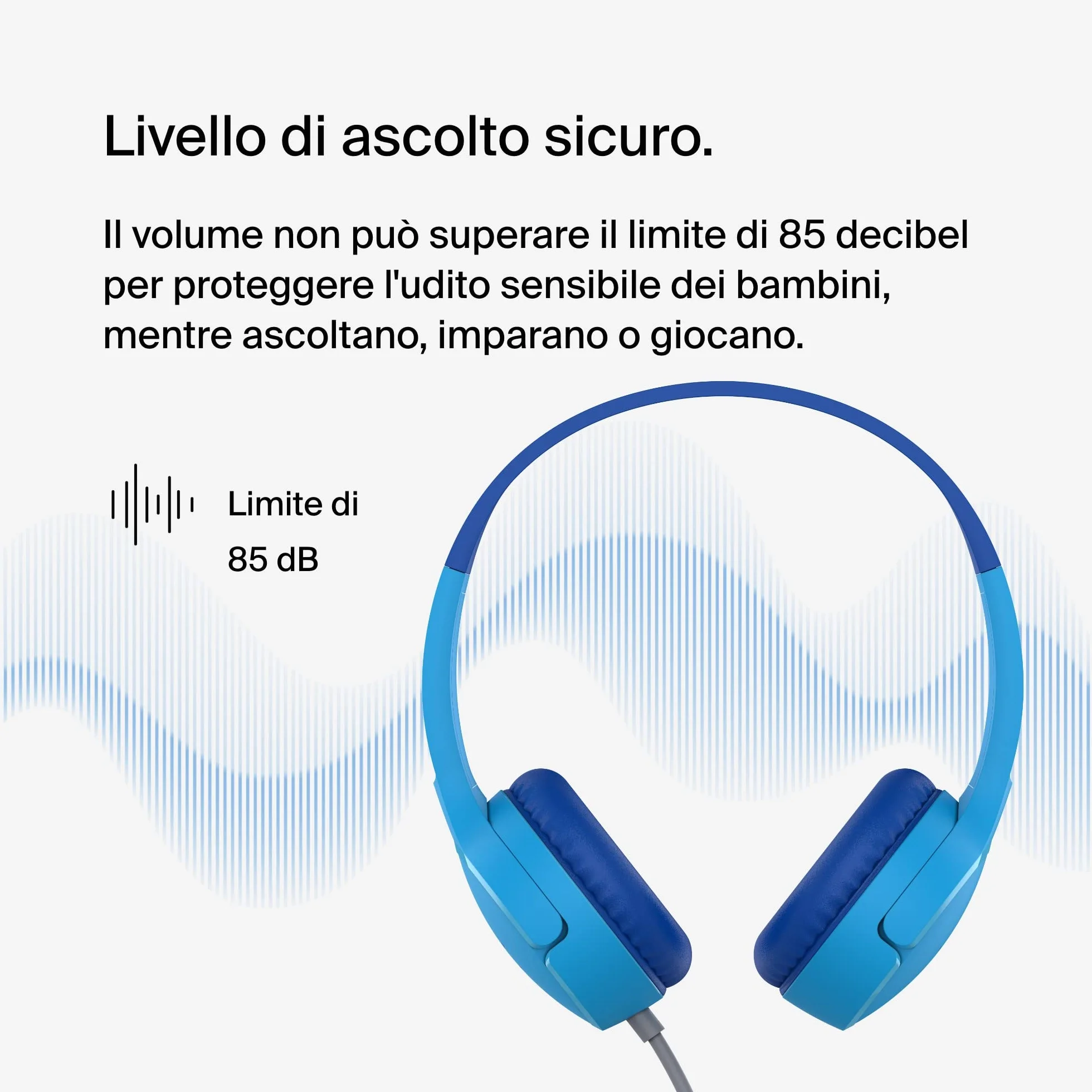 Belkin SoundForm Mini Cuffie On-Ear per Bambini con Microfono AUX 3,5 mm Blu