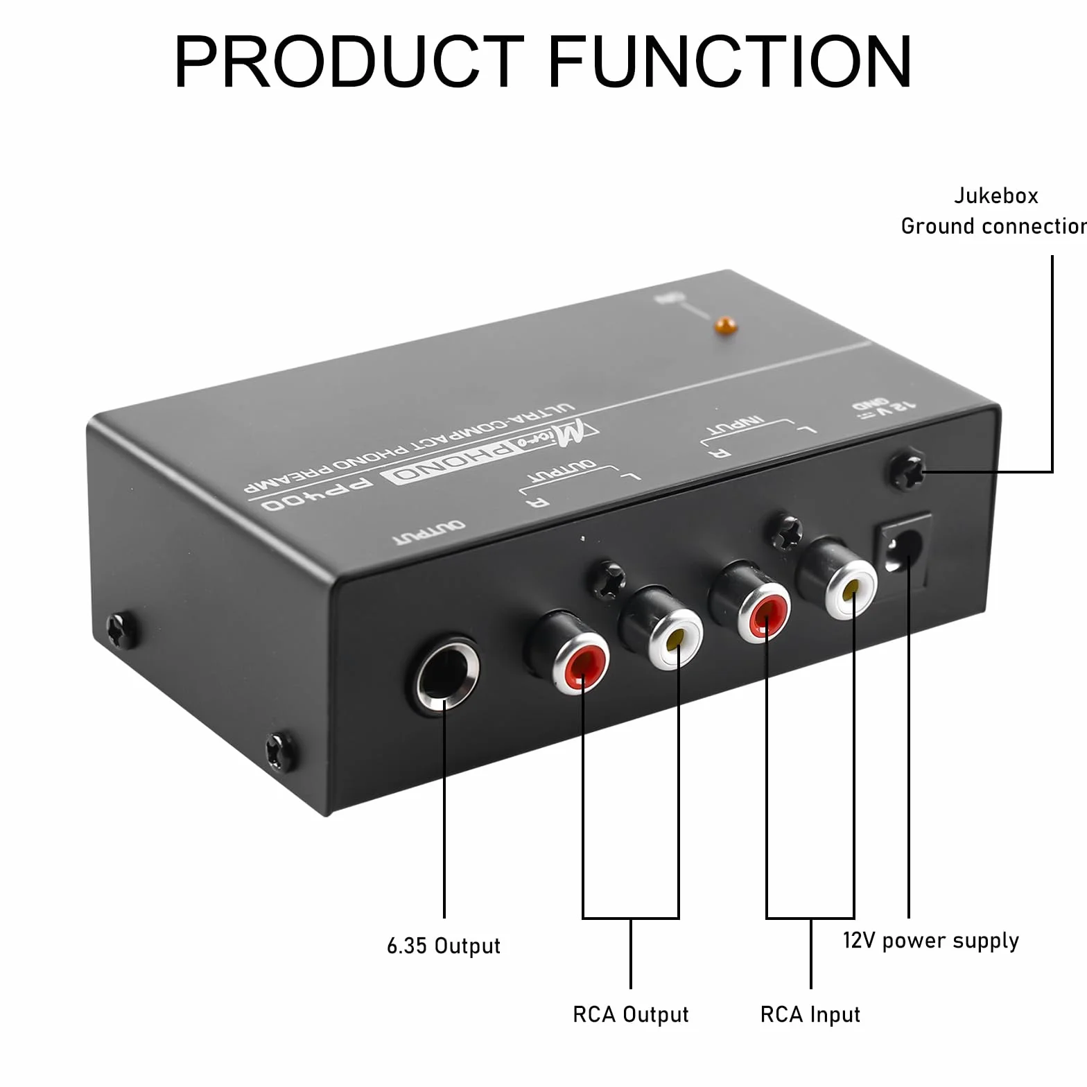 Phono Preamplificatore Preamp per Giradischi MM RCA Input Output con Alimentatore