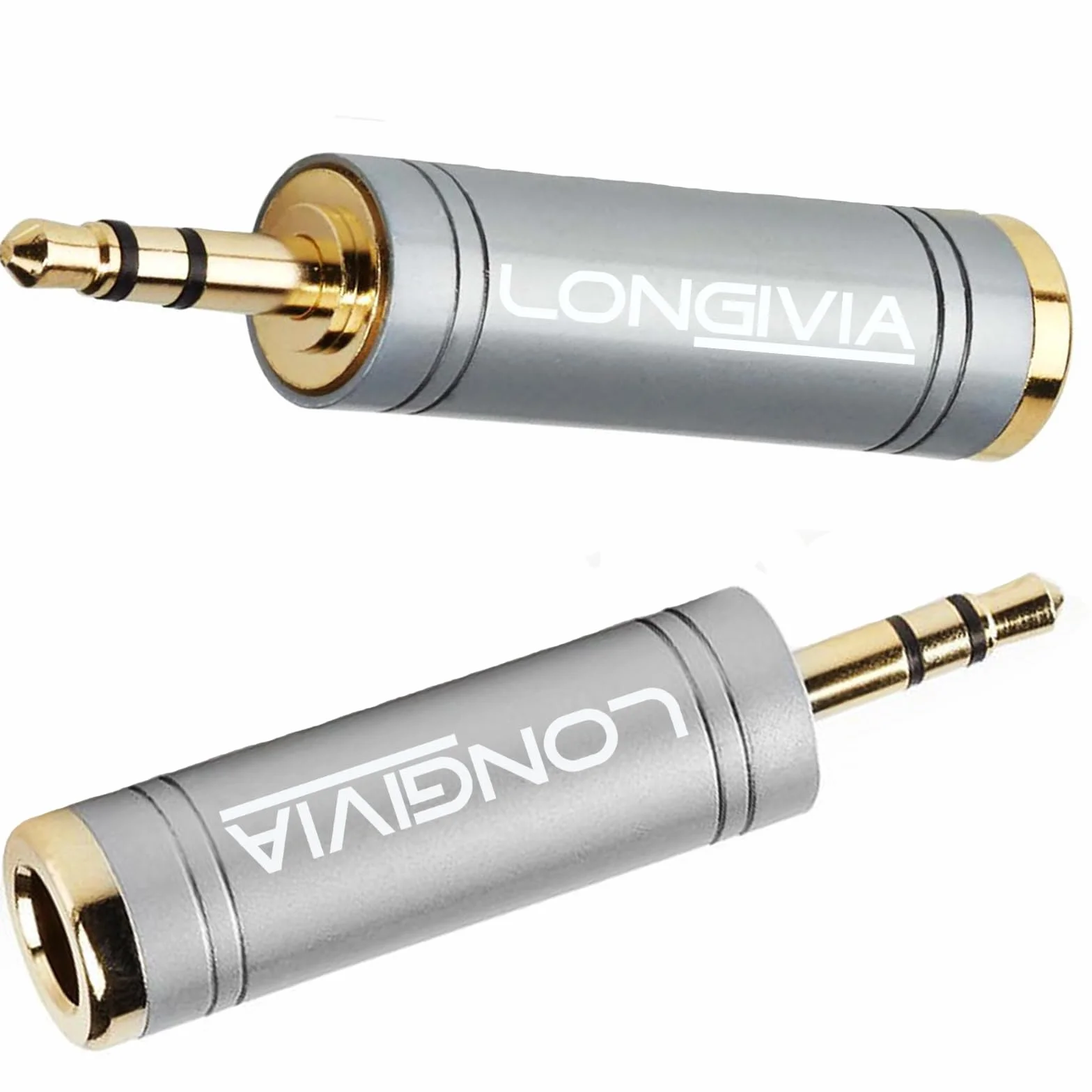 2 Pezzi Adattatore Jack Cuffie in Rame Puro Placcato Oro - Riduttore Jack 3.5 a 6.3 - Connettore Jack Stereo Aux Audio Maschio a Femmina