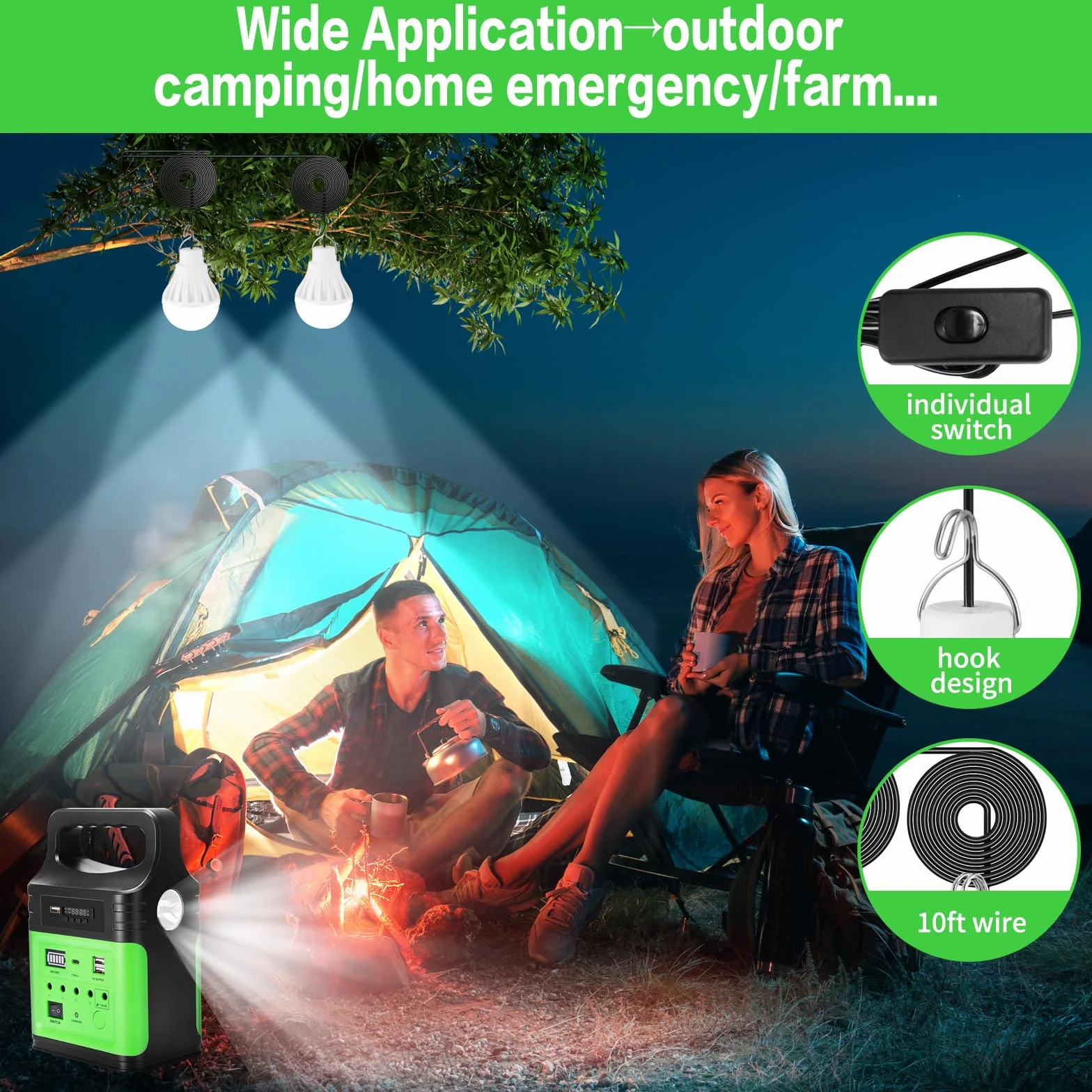 Upgrade-Vclpower Stazione di Alimentazione Power Bank DC 20000mAh con Pannelli Solari, Uscita 12V/9V Ricarica Rapida Stazione di Alimentazione Portatile per Casa Emergenza Campeggio All'aperto