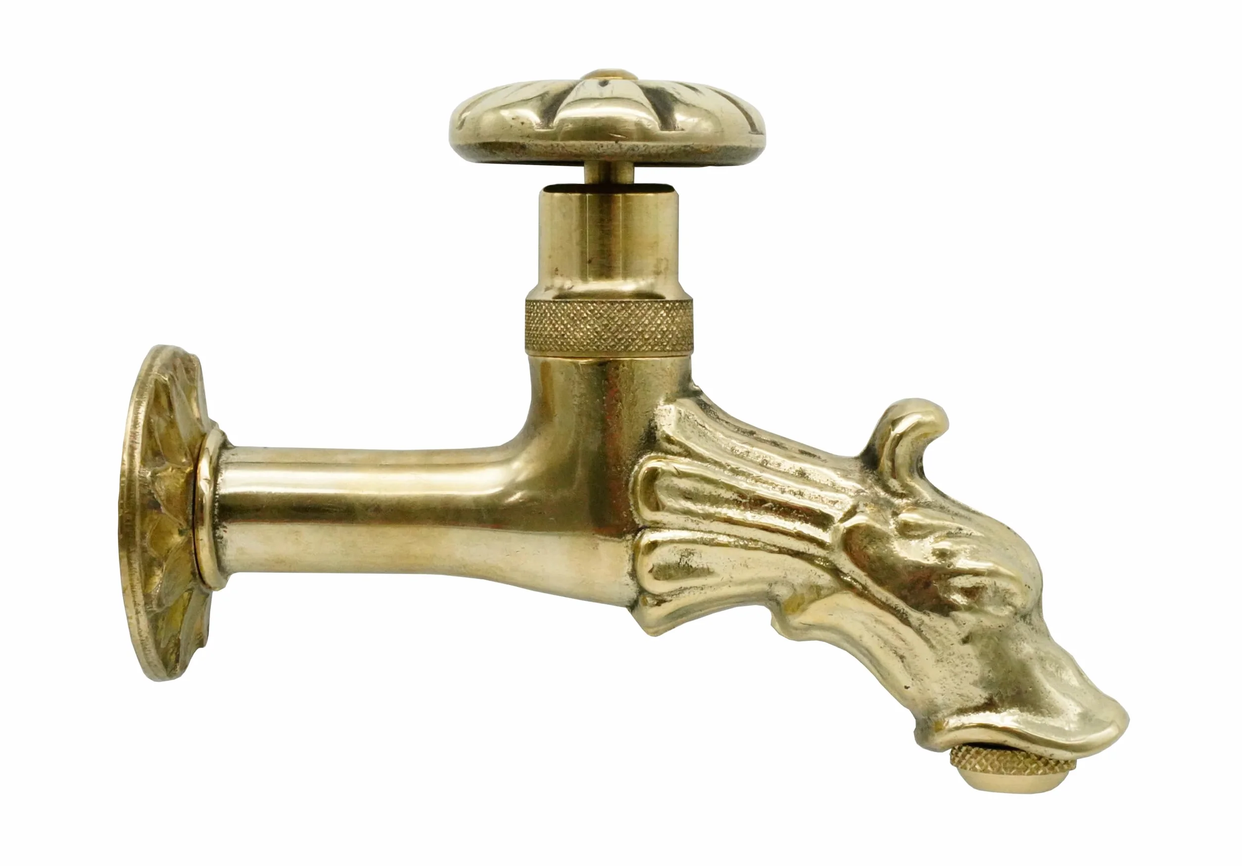 L'ARTISTICA F.LLI PERINCIOLI | Rubinetto Artistico a Vitone con Rosone e Portagomma 1/2" M, Rubinetto in Ottone per Fontane a Colonna o Muro, 115x150mm