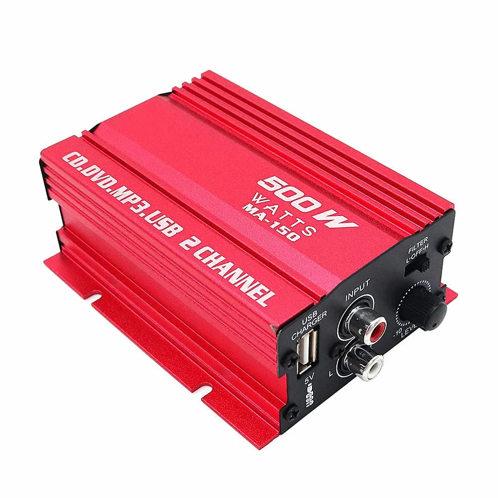 Kinter MA150 12V Mini 2CH Stereo HiFi Amplificatore di Potenza per Auto Altoparlante Audio MP3 con USB