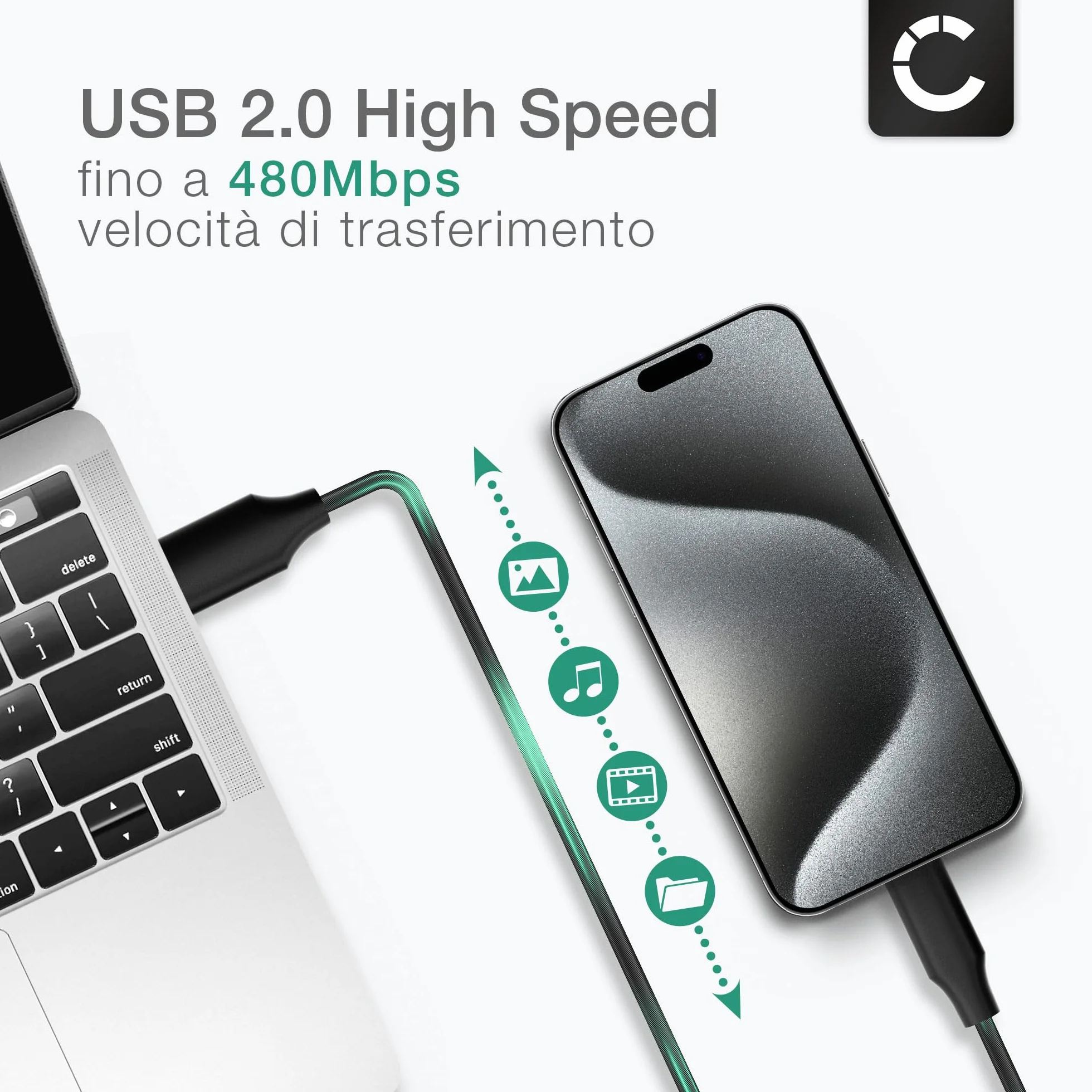 Cavo USB 2.0 compatibile con Garmin Edge 540, 1040, 1040 Solar, Explore 2, 840, inReach Mini 2, Camper 795, 1095, 895 ricarica 3A per navigatore GPS 1m nero