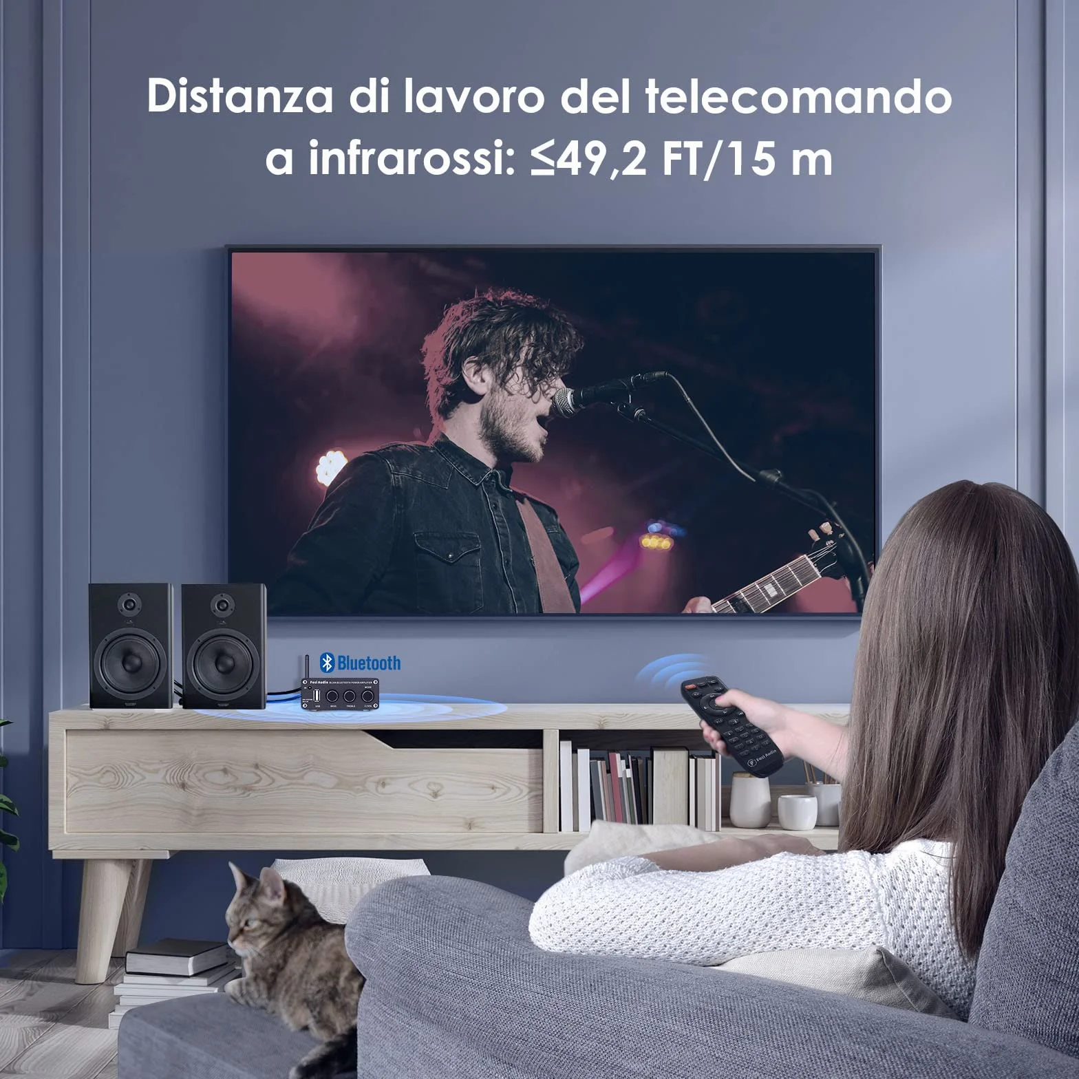 Fosi Audio BL20A 200 Watt Amplificatore Audio Bluetooth 5.0 Stereo Mini Hi-Fi Classe D Integrato