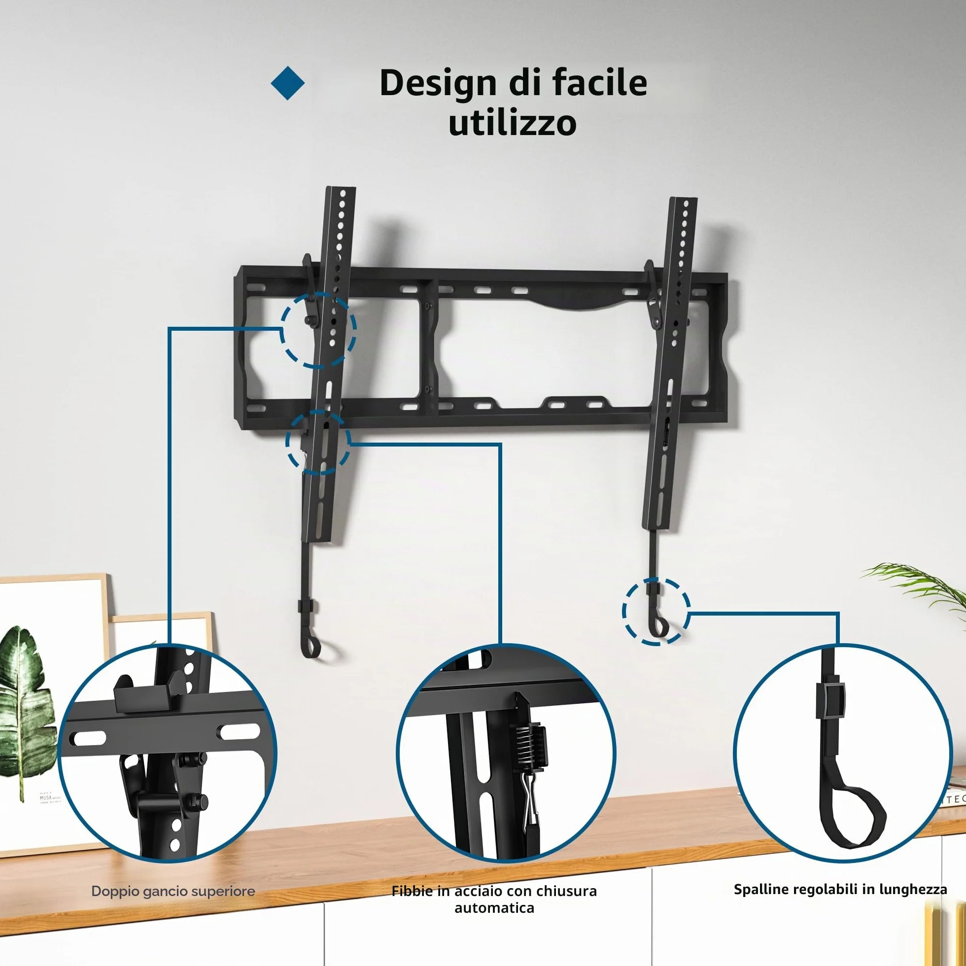 BONTEC Supporto TV Parete 17-86 Pollici Inclinabile VESA 600x400 mm 75 kg