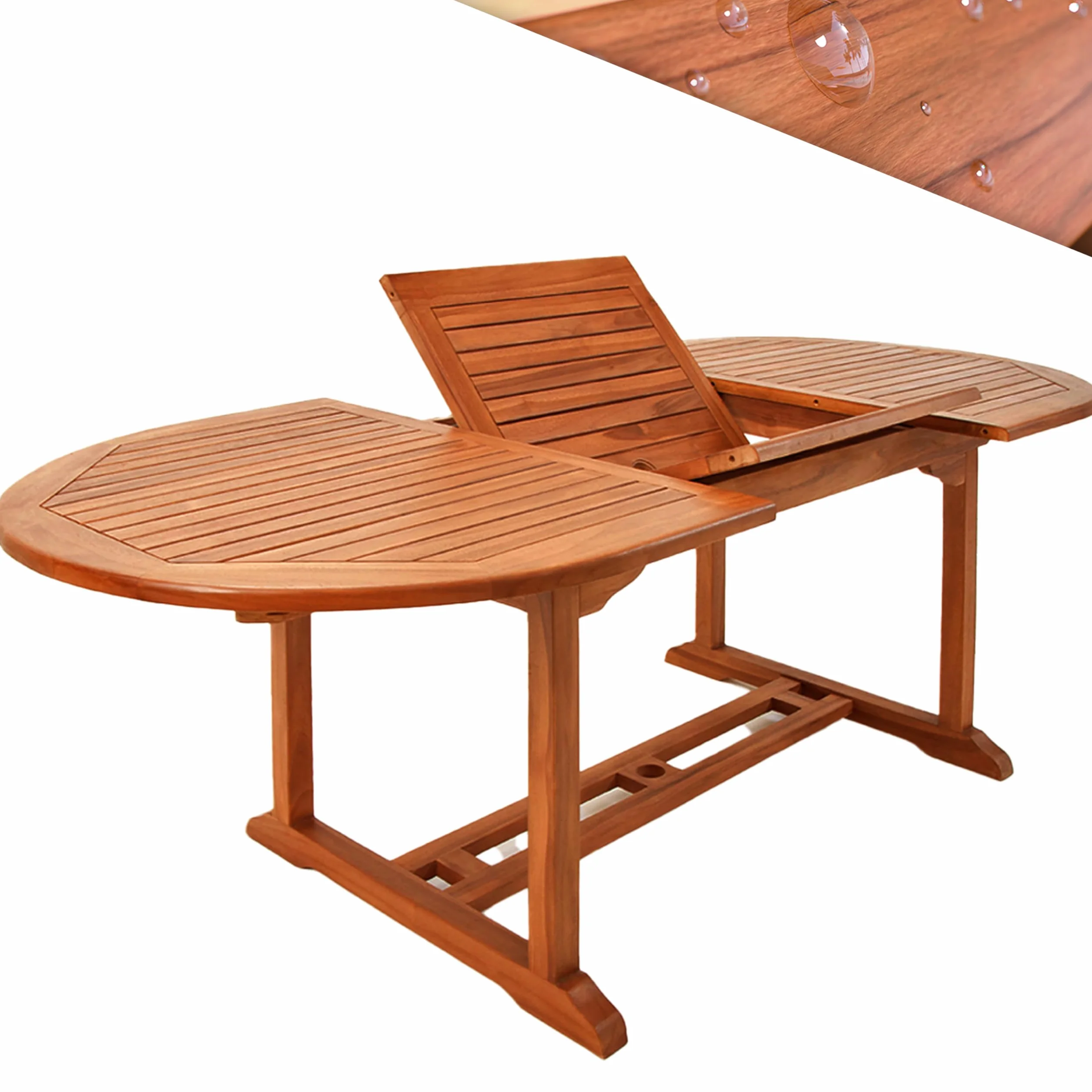Casaria® Tavolo da Giardino Allungabile 200x100x74 cm Certificato FSC® Legno di Eucalipto Resistente Portata 160kg con Foro Ombrellone per Balcone Terrazza Balcone Esterno