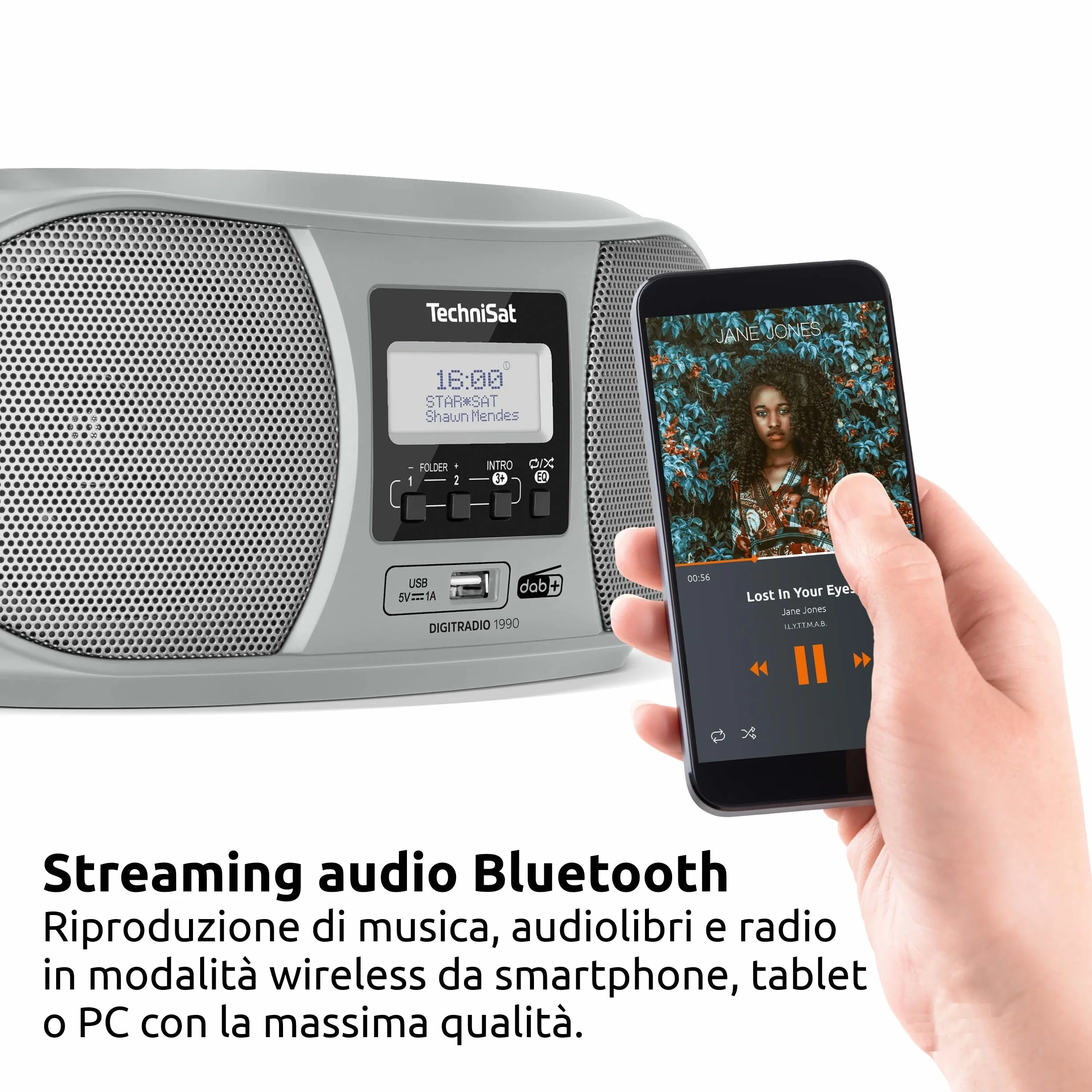 TechniSat DIGITRADIO 1990 Radio DAB+/FM Lettore CD Stereo Bluetooth Argento