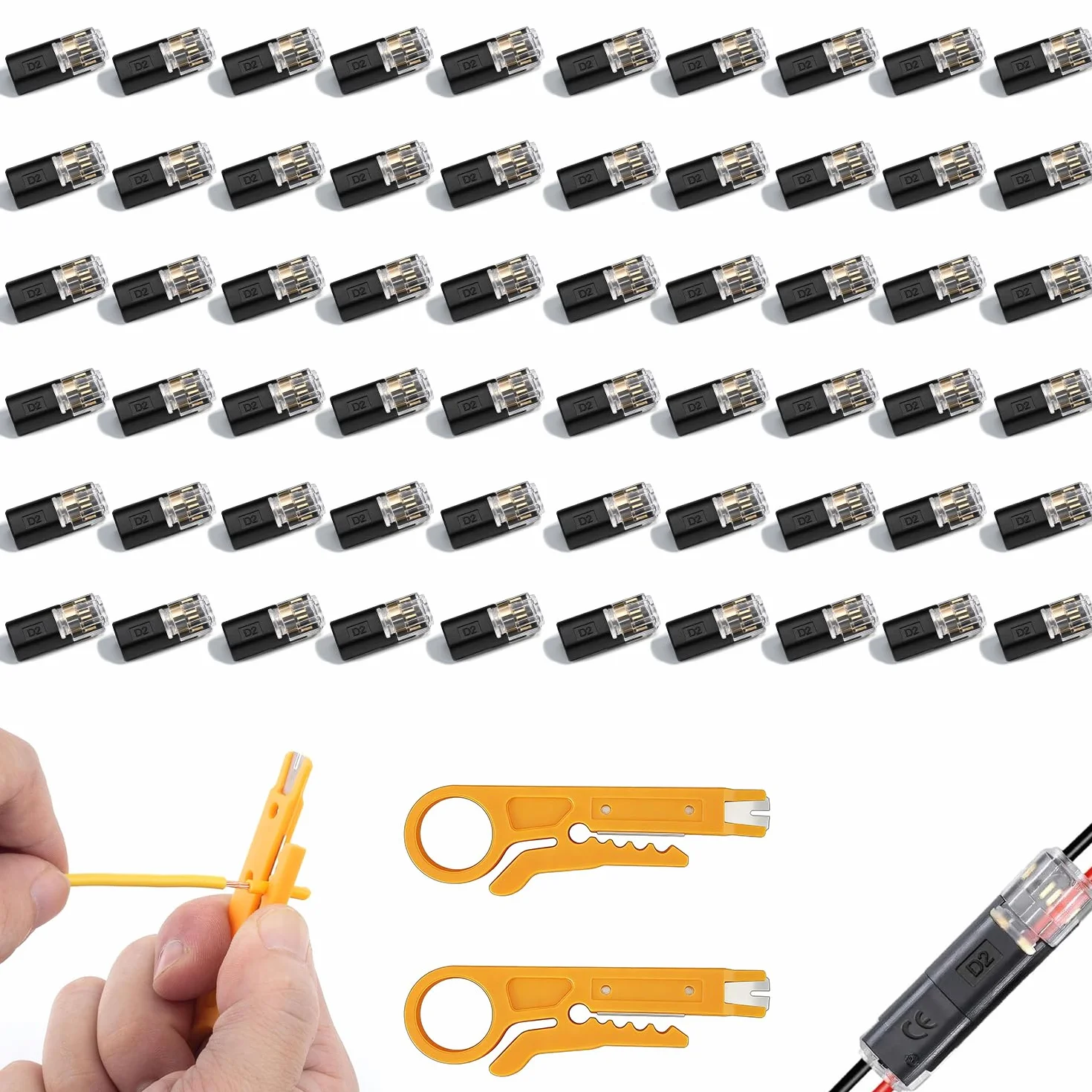 Connettori Rapidi Elettrici 60 Pezzi 18-22 AWG per Cavi Auto LED