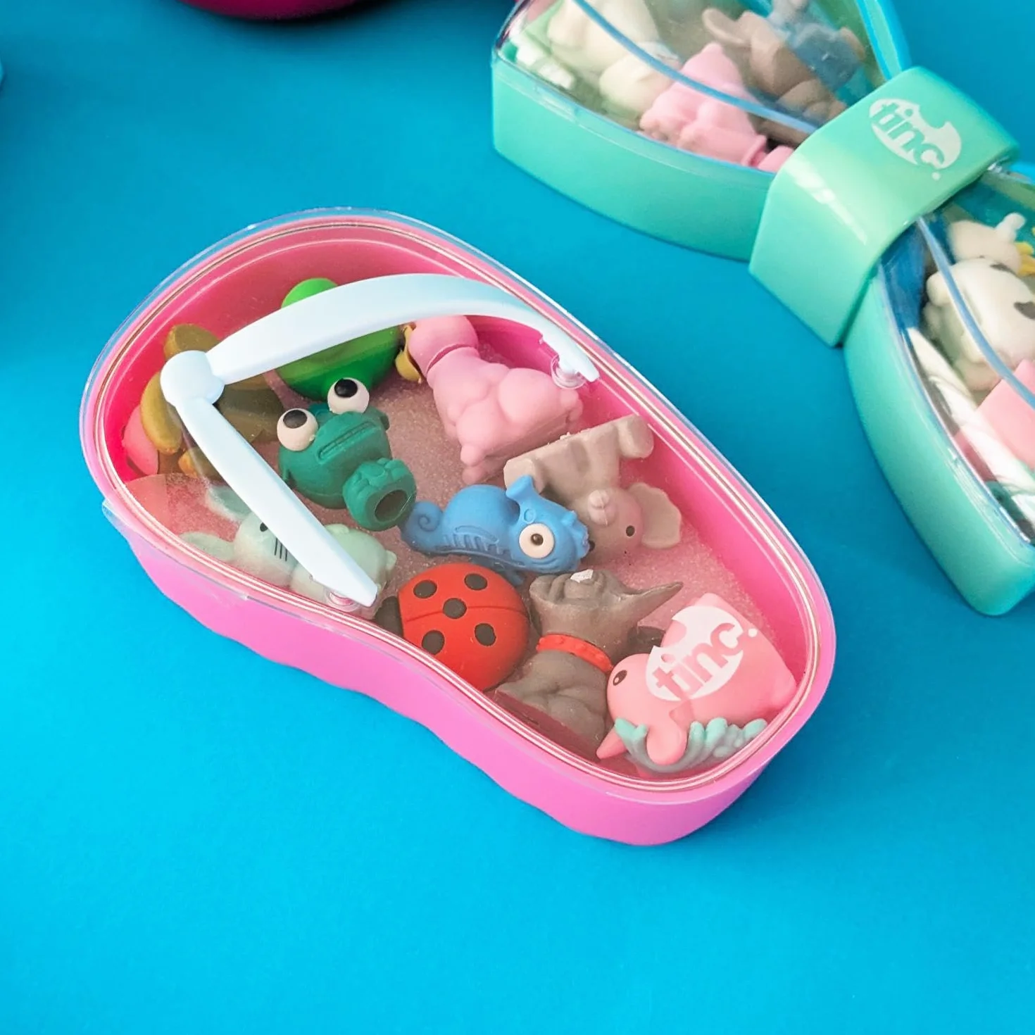 Tinc Gomme Infradito Rosa Set Figurine Animali Multicolori Cancelleria Creativa Confezione 10