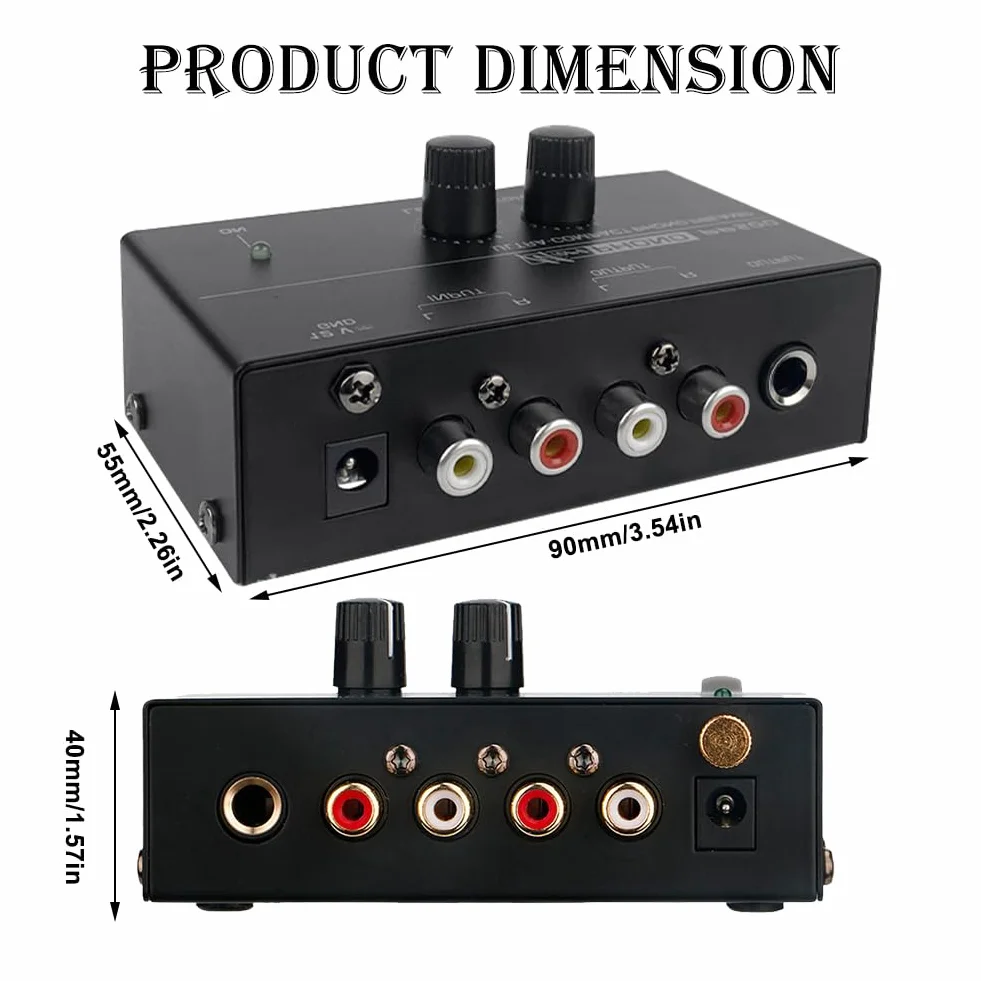Preamplificatore giradischi MM ingresso uscita RCA stereo livello amplificatore 12 Volt
