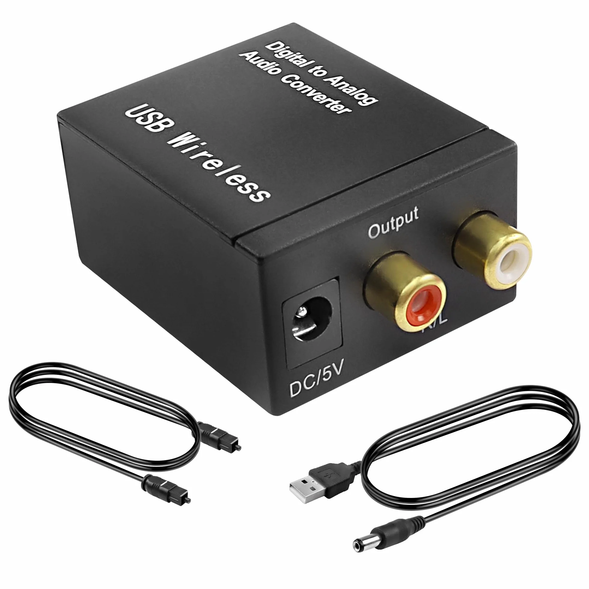 MEIRIYFA Convertitore audio digitale a analogico Bluetooth 5.0 ottico coassiale RCA con cavo fibra ottica