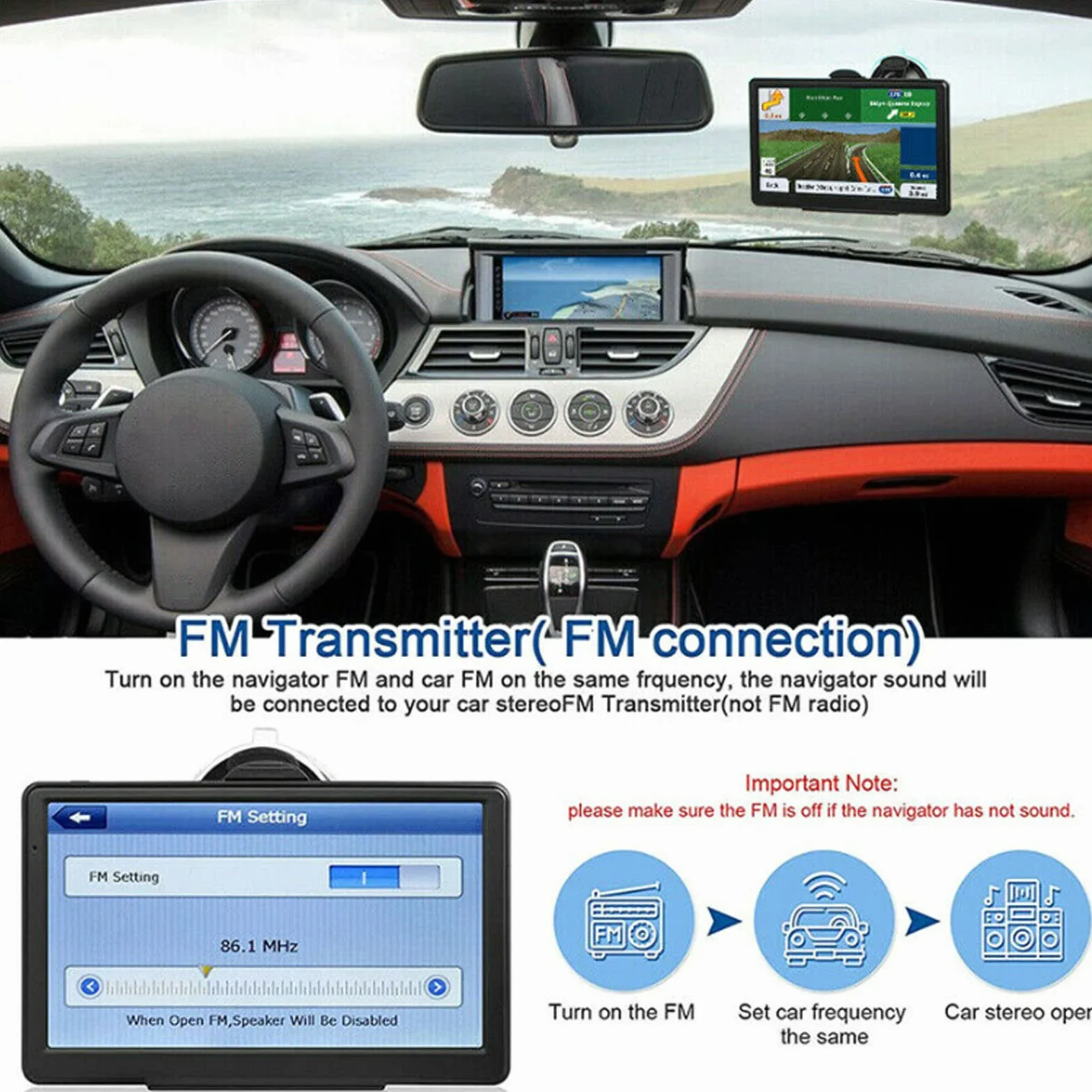 Navigazione GPS 7 Pollici HD Touch Screen 8 GB ROM 256 MB WiFi per Auto Camion