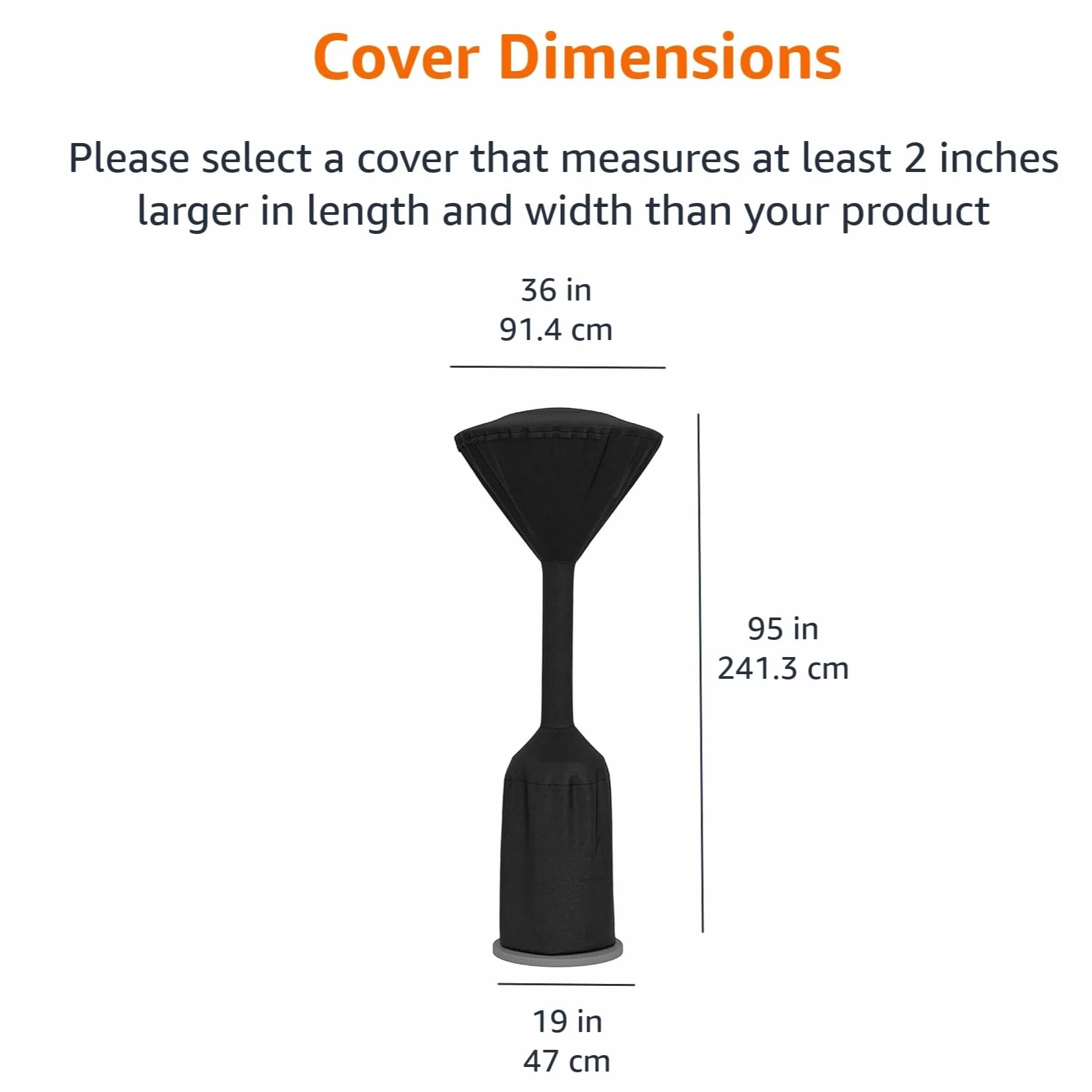Amazon Basics Copertura per stufa da esterno rotonda con supporto, impermeabile, 91.4x 47.0 x 241.3 cm (lunghezza x larghezza x altezza), nero