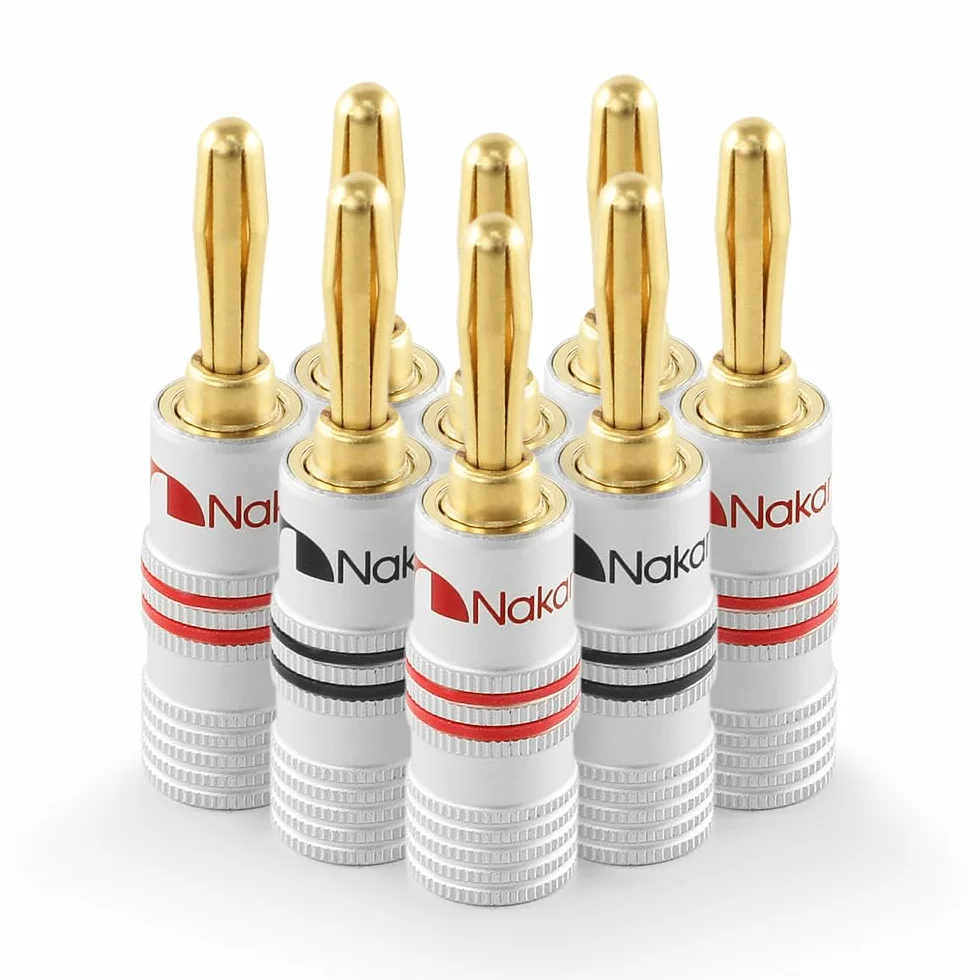 Nakamichi connettori a banana 12-18 AWG 4 mm placcati oro 24 K per altoparlanti HiFi 8 pezzi