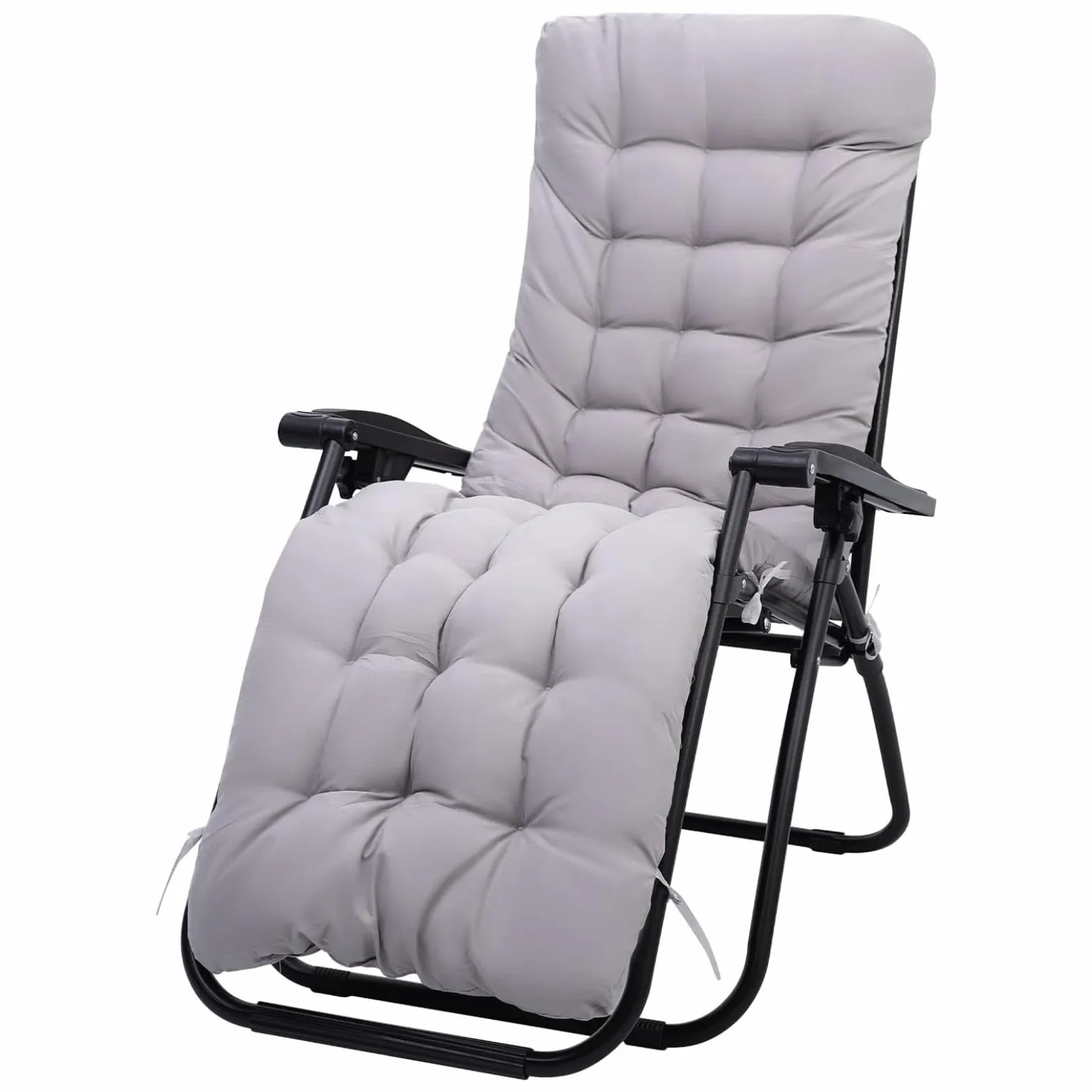 Solo cuscini per sedia a dondolo, con 6 lacci e copertura superiore fissa, antiscivolo, per sedia a sdraio da giardino, per esterni, spiaggia, portico, altalena, patio (senza sedia) (grigio)
