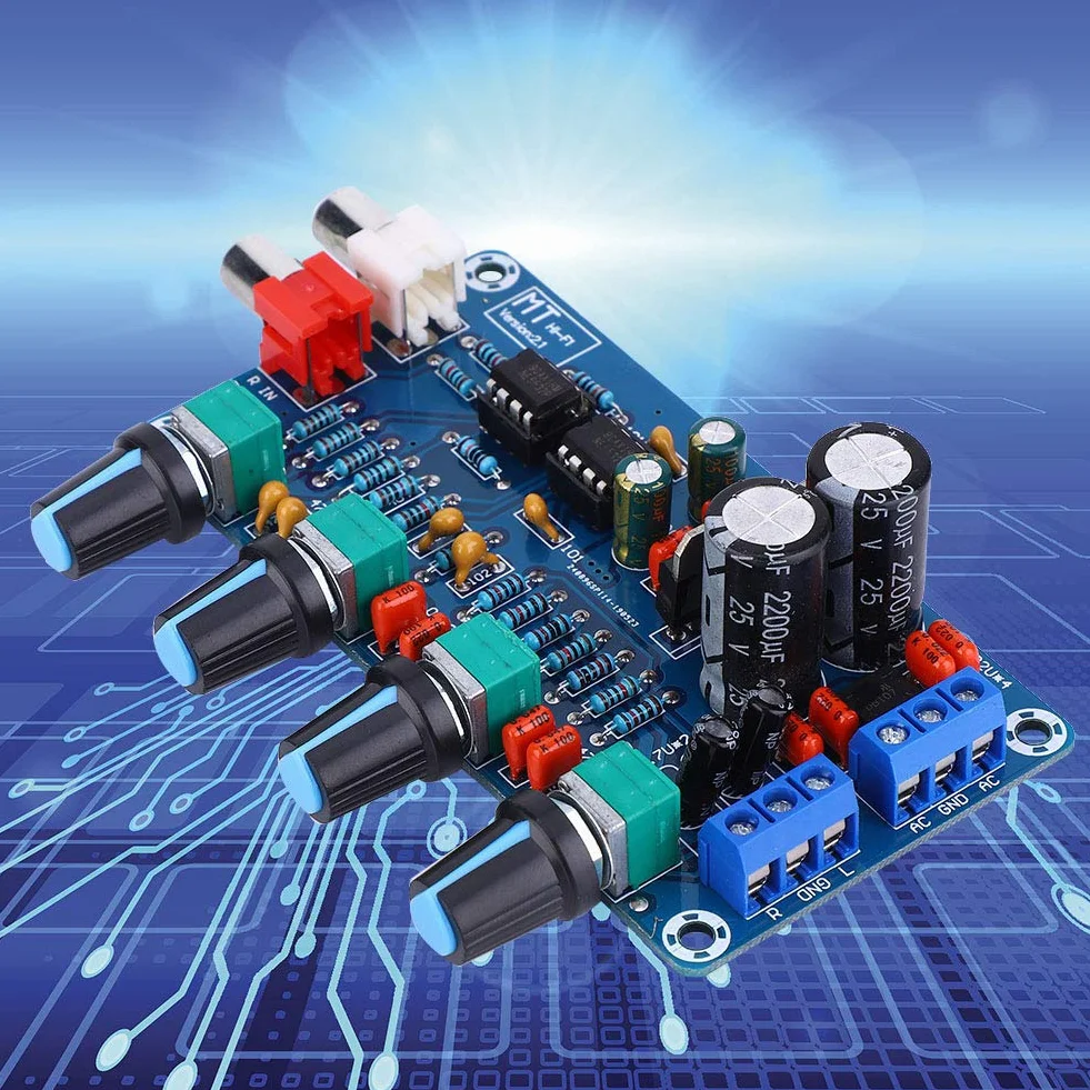 Preamplificatore NE5532 Controllo Volume Acuti Medi Bassi Doppia CA 12V-18V Terminale 3P