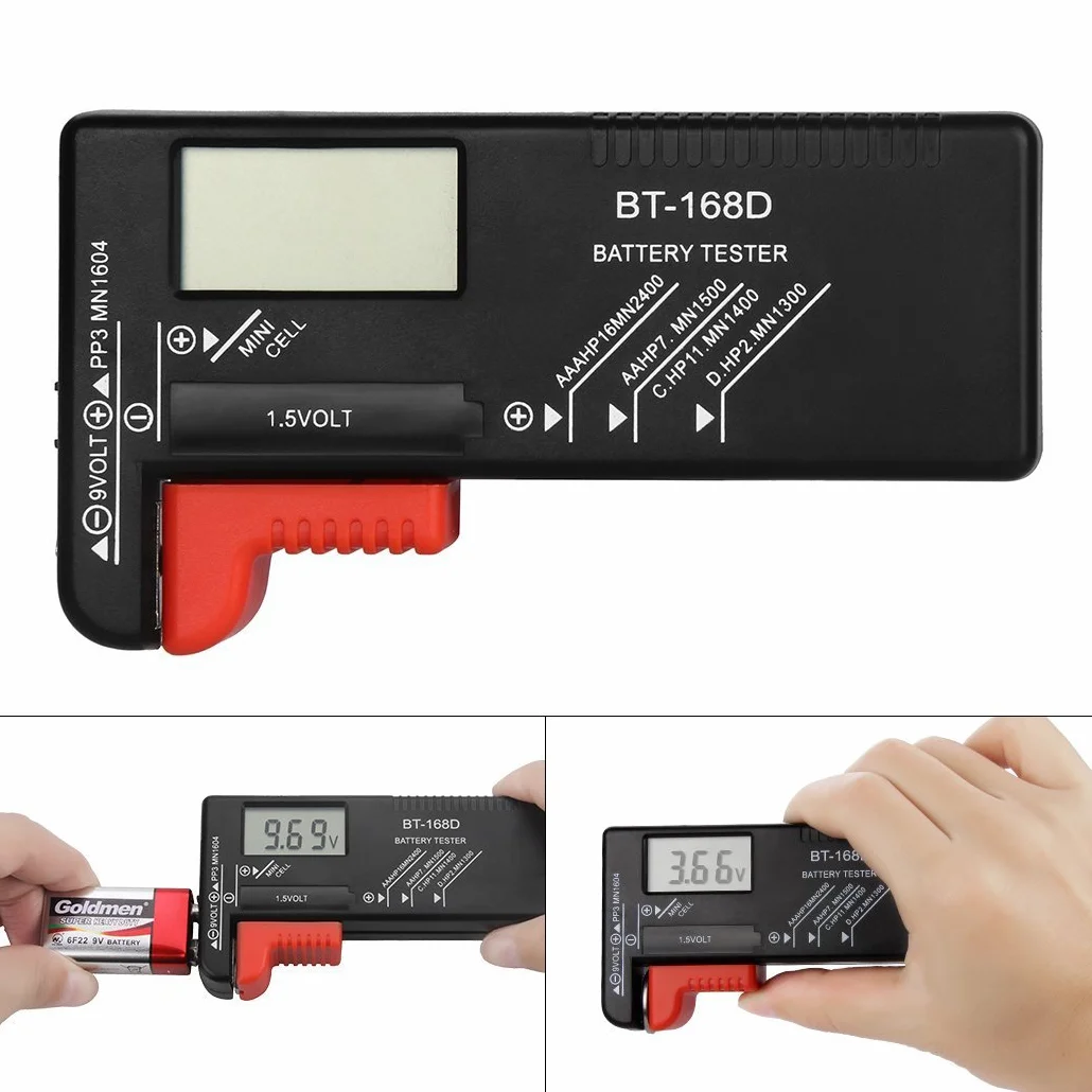 Digitalkey Tester per Batterie con Display Digitale 1,5-9V AA AAA C D Bottone Ricaricabili