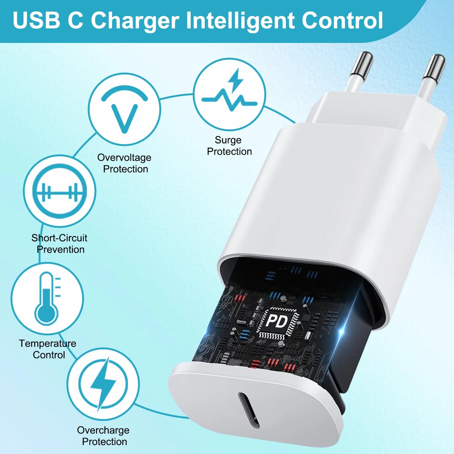 Apple MFi Caricatore Rapido USB C 25W per iPhone 14 13 12 11 Pro Max/Mini/XS/X/8 con Cavo 2M