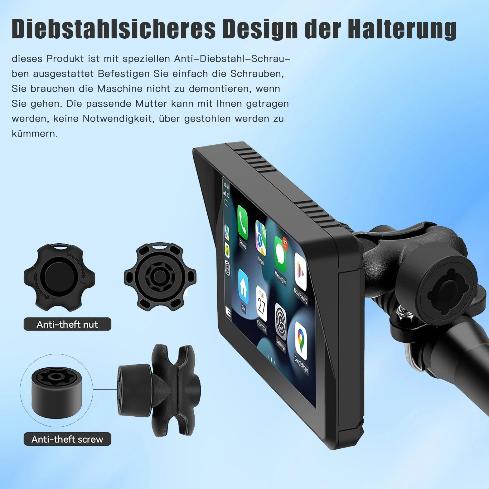 Moto Touch Screen CarPlay 5 Pollici GPS Portatile Wireless CarPlay Android Auto IPx7 Impermeabile Antifurto Siri Google Assistant