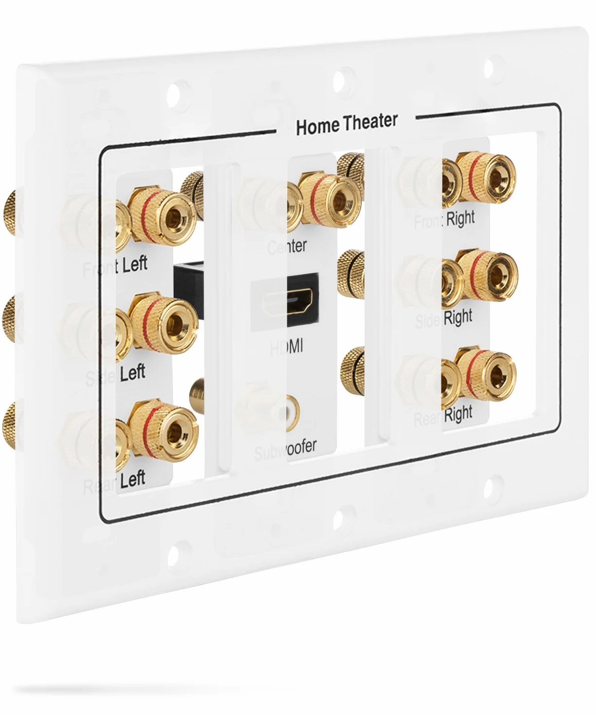 Fosmon Altoparlanti Multimediali Wallbox Scatola di Derivazione a Muro con Spina a Banana, 1 HDMI, Audio Surround 7.1, Subwoofer Home Cinema