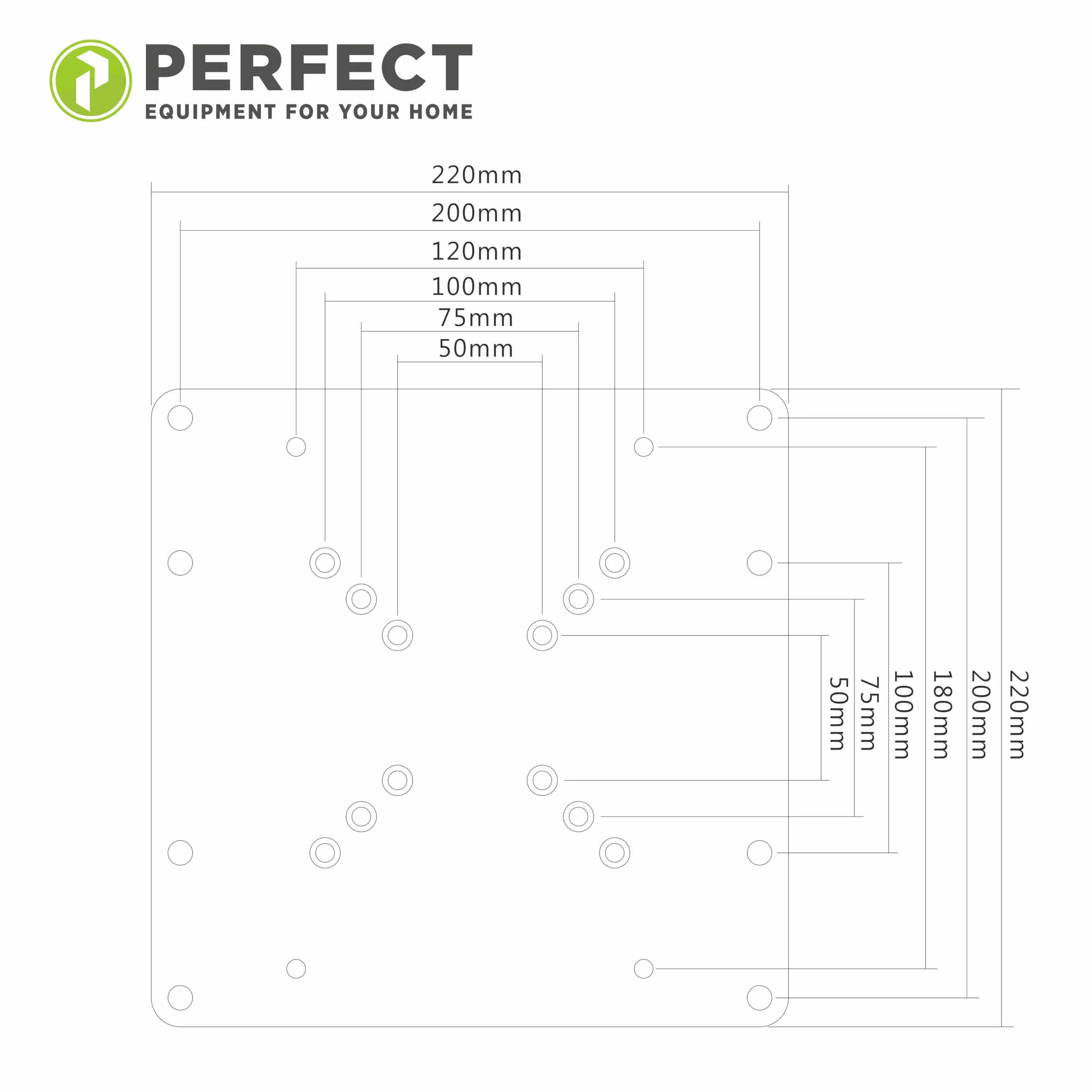 Adattatore VESA universale 50x50 a 200x200 nero perfectHD