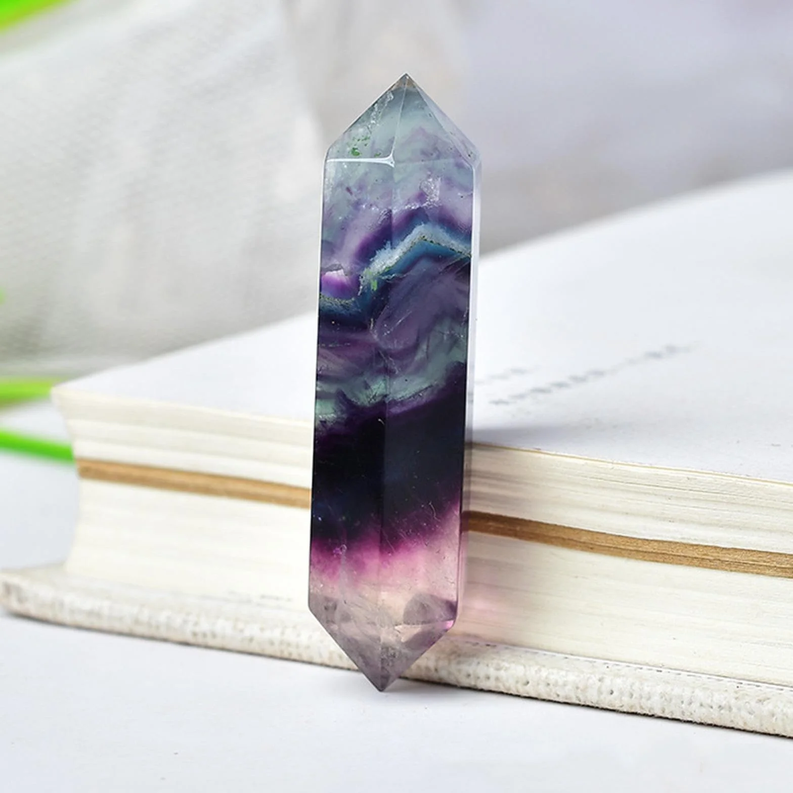 Cristallo di Fluorite Arcobaleno lucidato in Pietra di Quarzo Naturale, Regalo Esagonale, Prestazioni, amplificazione energetica, Ufficio a casa, Cristalli Pietra Quarzo Naturale lucidato,