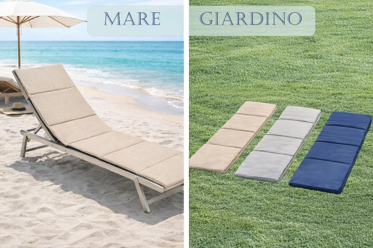 Home Tresor Cuscino Materassino per Sdraio Lettino Prendisole Spiaggia Giardino Imbottito Pieghevole da Esterno con 2 Maniglie Resistente alla SABBIA e all'Acqua IMPERMEABILE Antiumidità - Dove