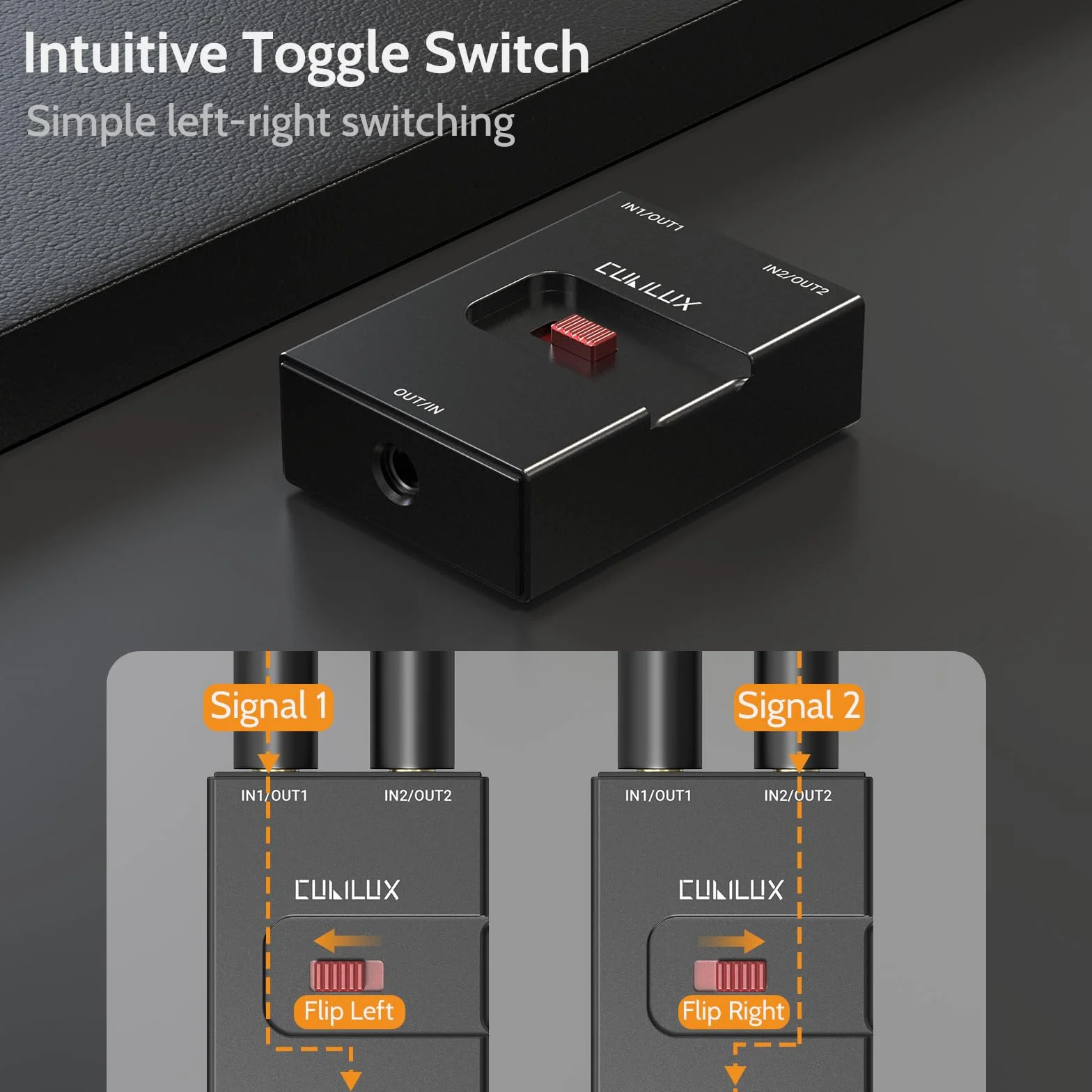 Cubilux przełącznik audio 3,5 mm TRS 2-in-1-out 1/8" A/B AUX do PC