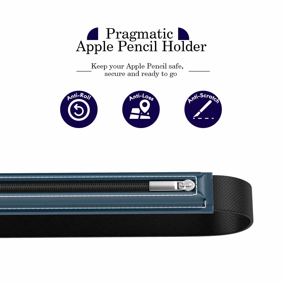 MoKo Custodia per Apple Pencil PRO/USB-C 1a/2a Gen., Penna Stilo Custodia con Cerniera in Pelle PU per Tablet 9,7"-12,9", Indaco