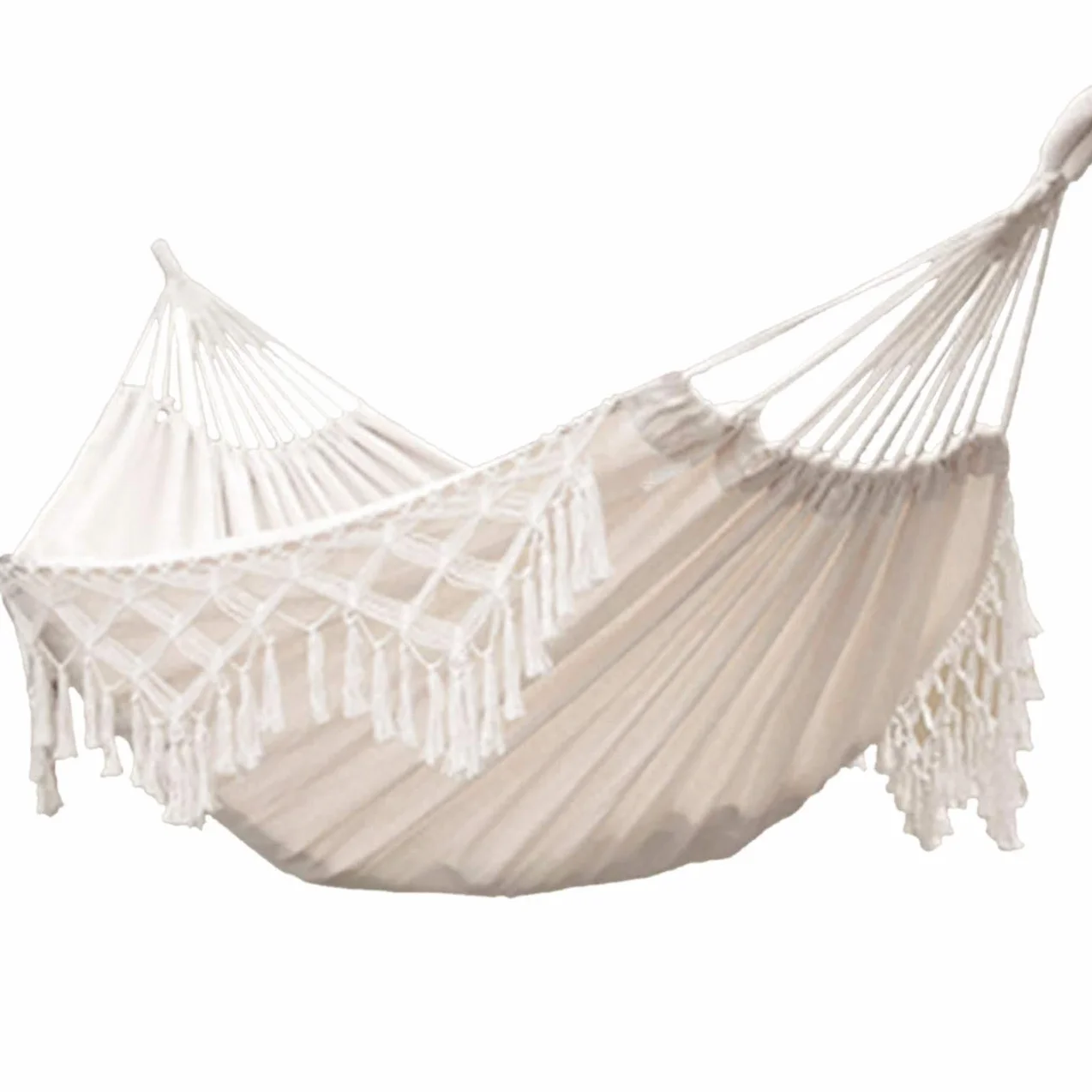 Amaca doppia in cotone con frange per appendere in spiaggia o in cortile giardino esterno amaca Brasiliana Extra Large Handmade Boho macramè amaca da giardino sospesa 240x150cm (240 kg di carico)