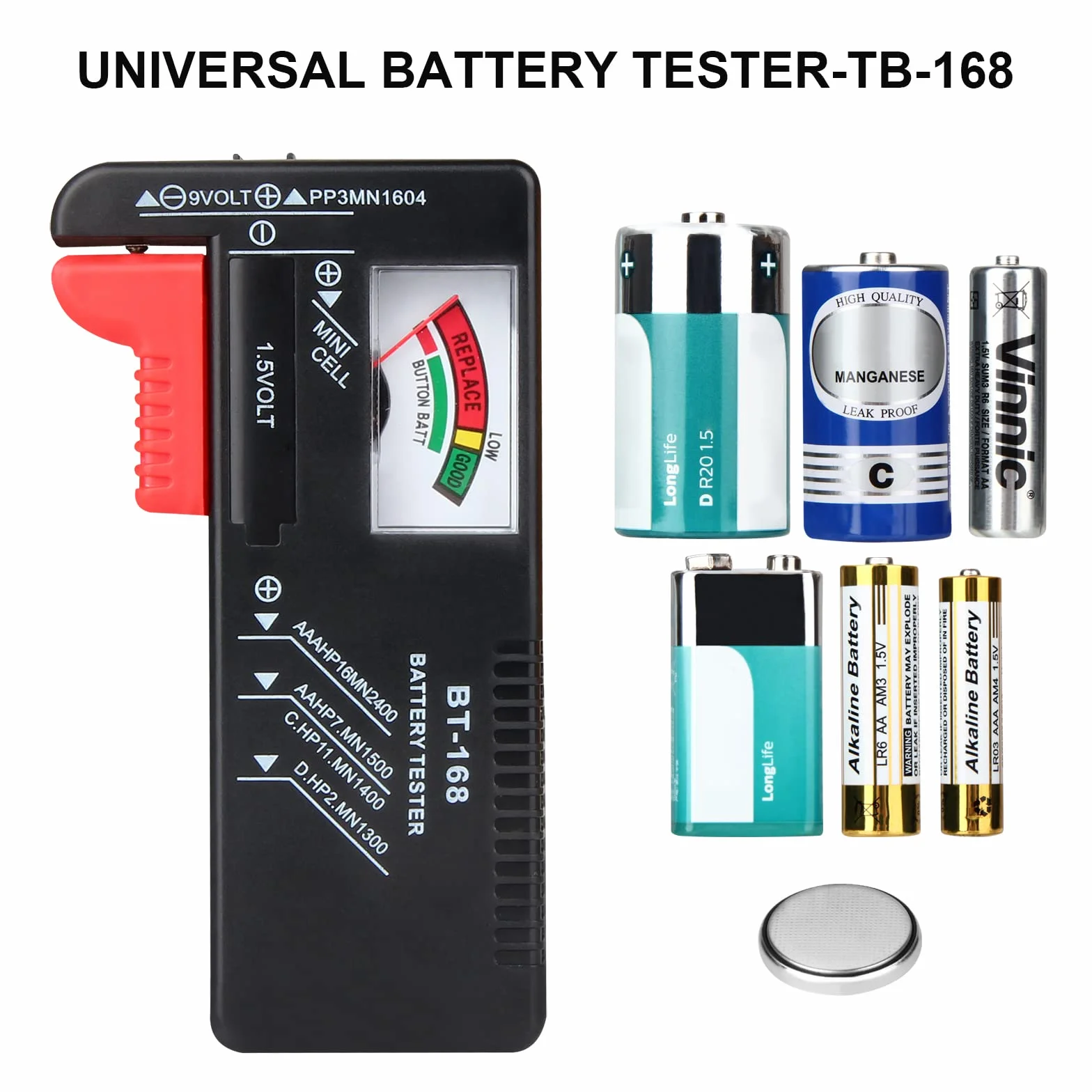 ENSOBO Custodia per Organizer Batterie 148 Pezzi AA AAA C D 9V con Tester Rimovibile Nero