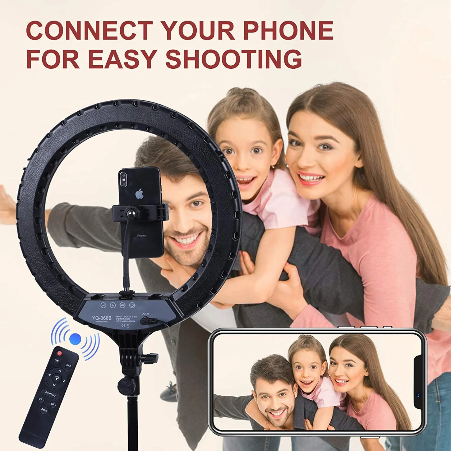 AGM 14" Ring Light Professionale con Stativo Treppiede, 3 Modalità, Colore e Luminosità Regolabili, Bluetooth Wireless, LED Luce ad Anello per YouTube, TikTok, Selfie, Video