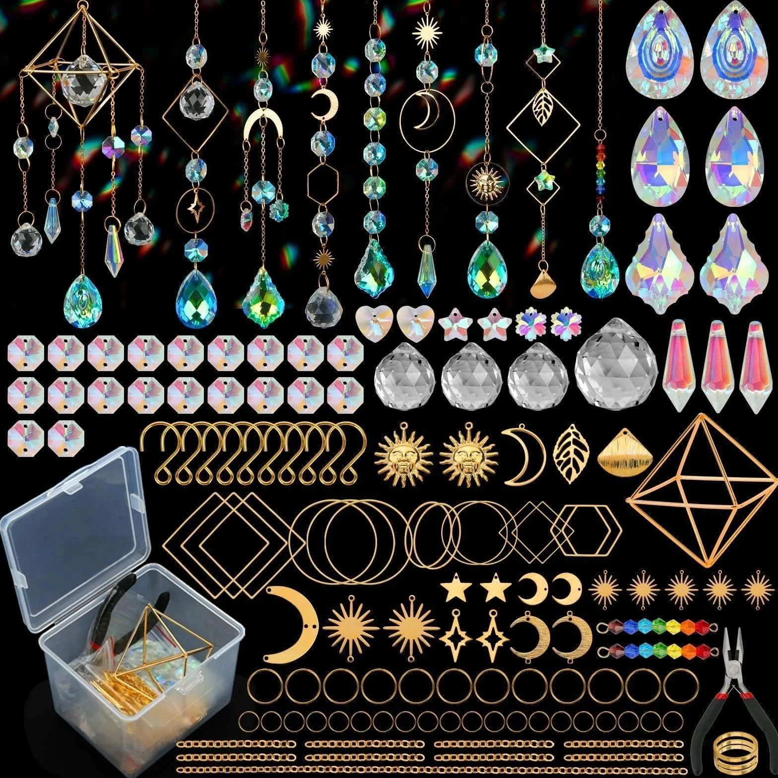 400PCS Acchiappasole Cristallo,Crystal Suncatcher,Appendere Vetro Acchiappa Sole,Pendenti Prismi Cristallo,Appeso Arcobaleno Prisma Finestra,Pendenti Suncatcher Decorazione per Casa Giardino Nozze