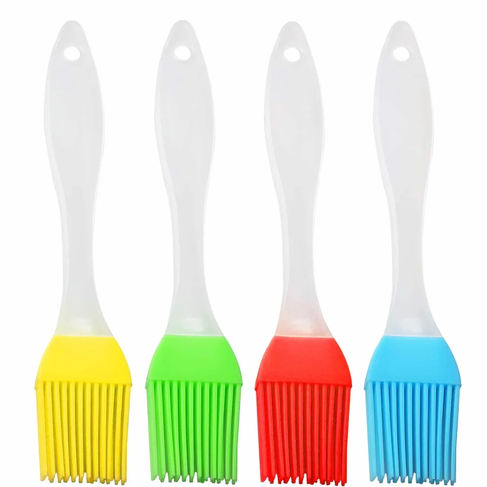 Set di 4 pennelli in silicone per barbecue, 4 colori, per arrosti, barbecue, barbecue a gas, grill elettrico
