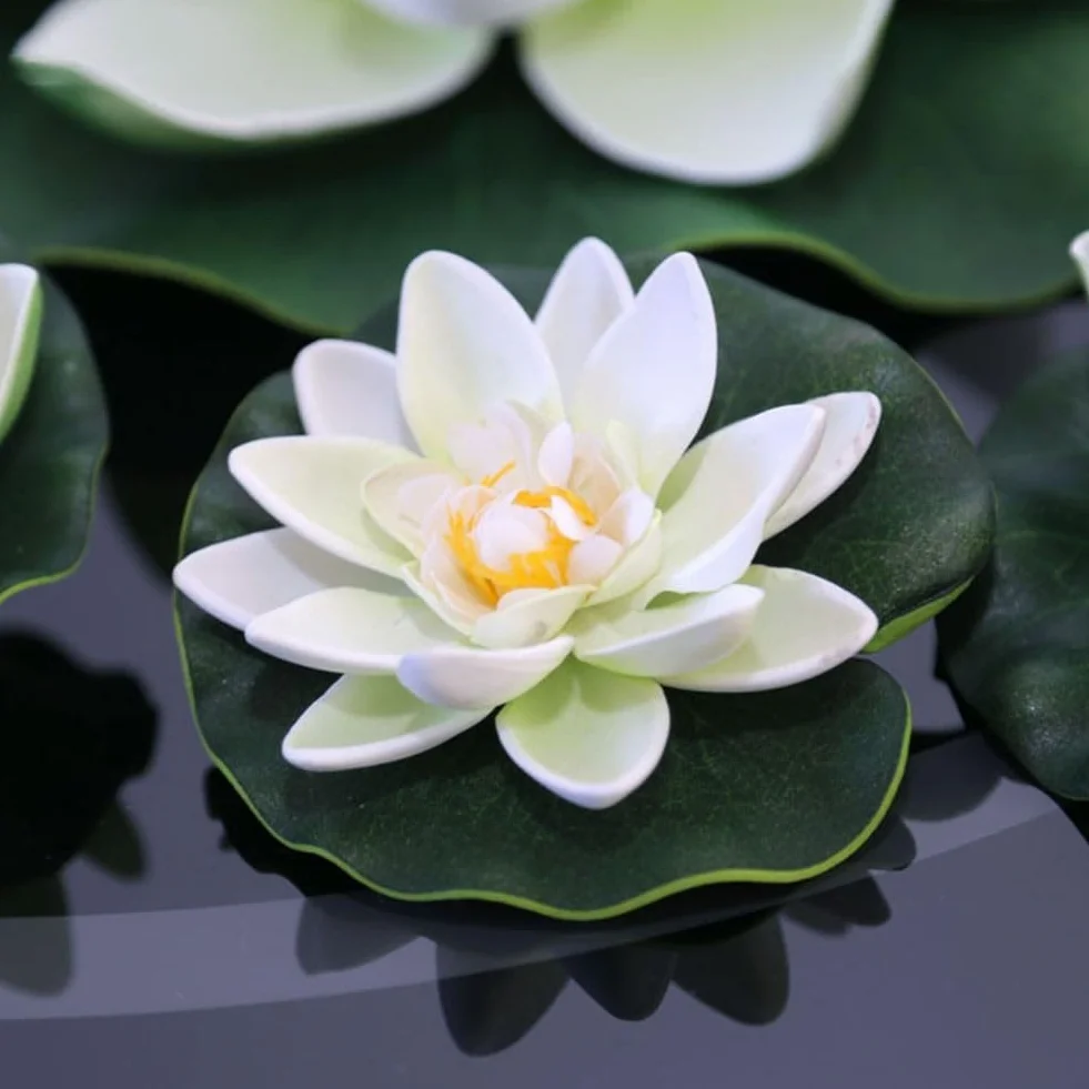 5 fiori di loto galleggianti artificiali, galleggianti per stagno, ninfee realistiche, per casa, giardino, patio, piscina, stagno, acquario, decorazione