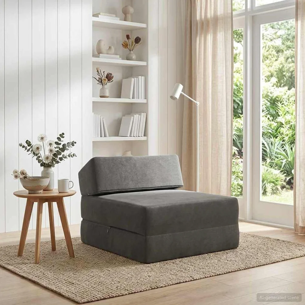 vidaXL Divano Letto Pieghevole Grigio Scuro 60x70x41 cm Tessuto Compatto