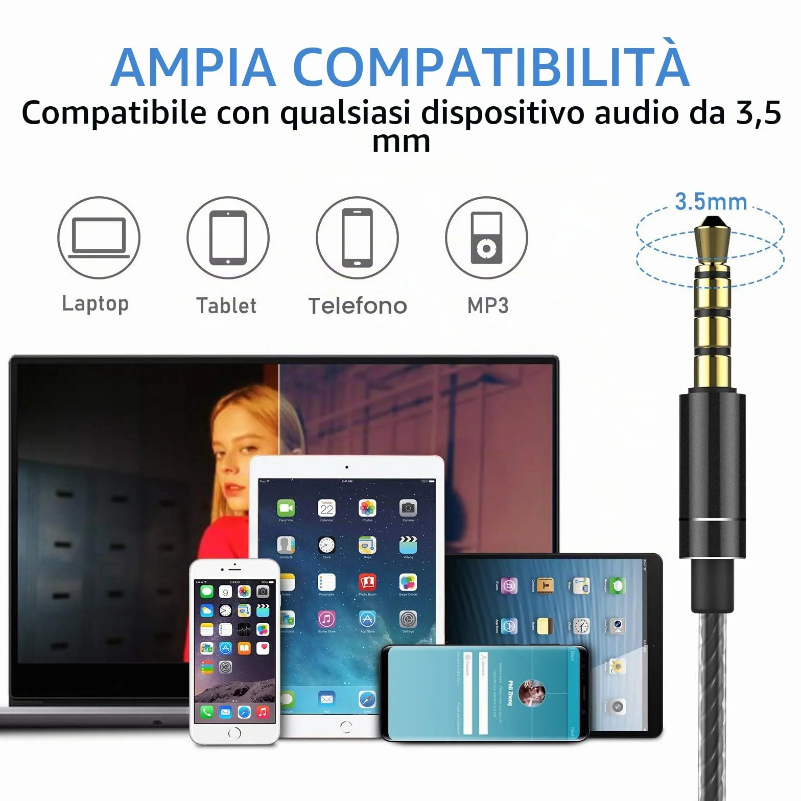 Blukar Auricolari Cuffie in-Ear Stereo con Microfono e Controllo del Volume, Alta Definizione, Bassi Potenti, Isolamento del Rumore, Compatibile con iPhone e Android