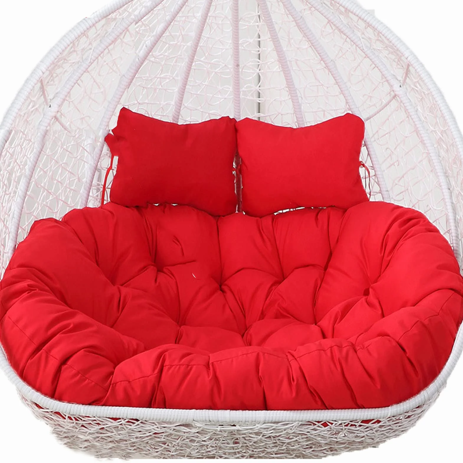 Cuscino a Uovo Dondolo Doppio Sospeso, Cuscino Morbido e Profondo, Cuscino for Dondolo a 2 Posti da Esterno con Lacci, Completamente Riempitivo, Non Collassa(Red)