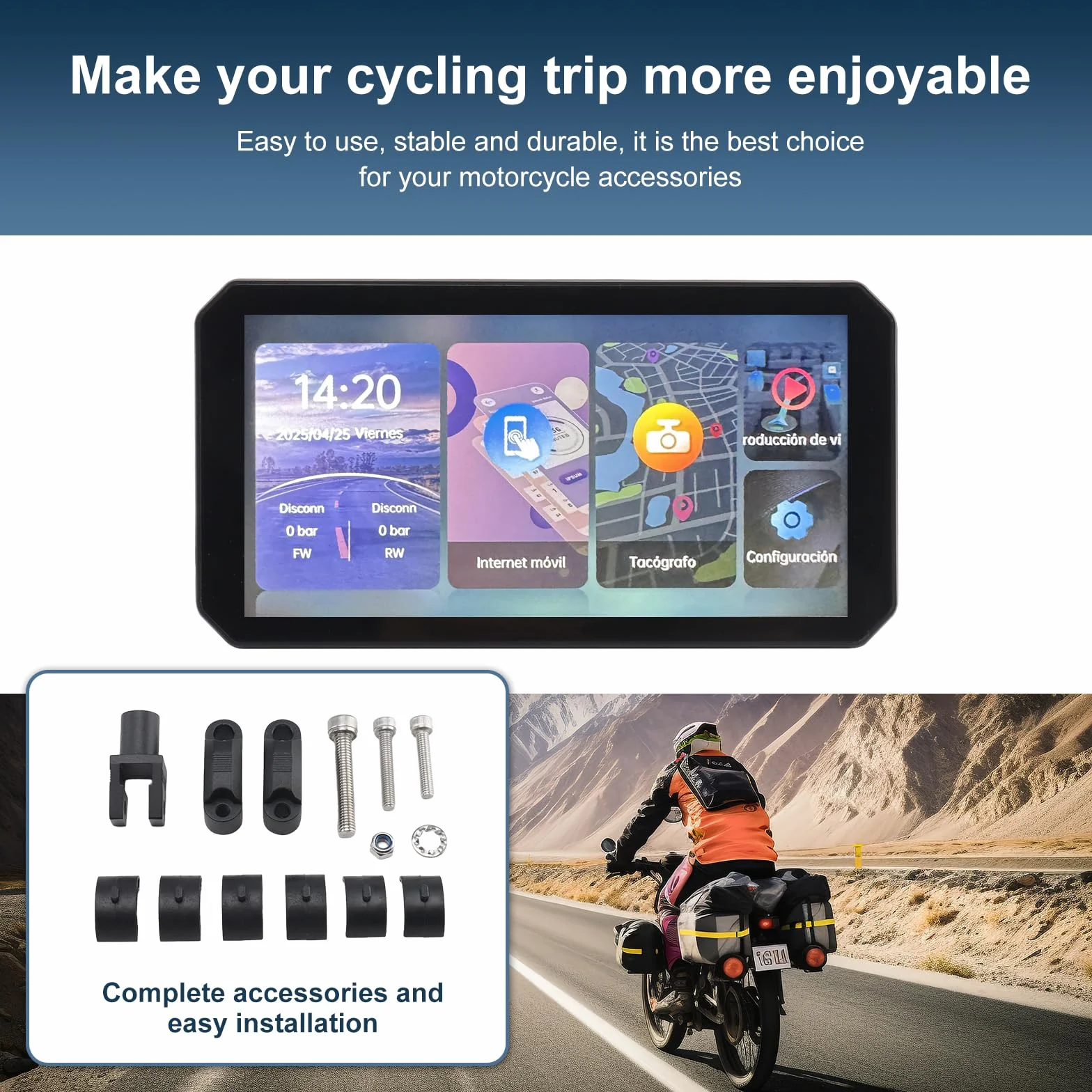 Navigatore Moto CarPlay 6 Pollici Schermo Senza Fili Android Auto GPS Impermeabile IP67 64GB