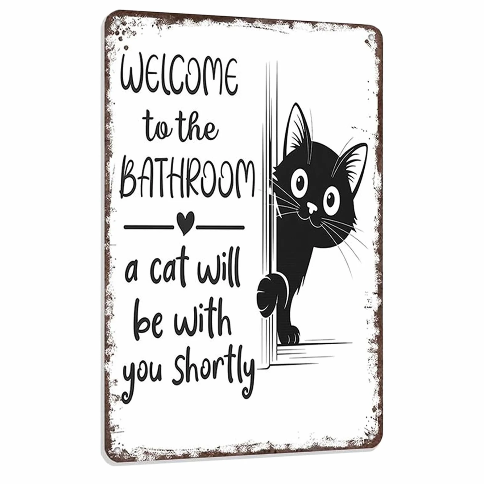 Cartello Benvenuto Gatto Per Bagno | Decorazione Per Toilette - Decorazione Vintage Per Bagno - Per Proprietari Affittuari Designer Interni Appartamento Casa Hotel Centro Commerciale Toilette
