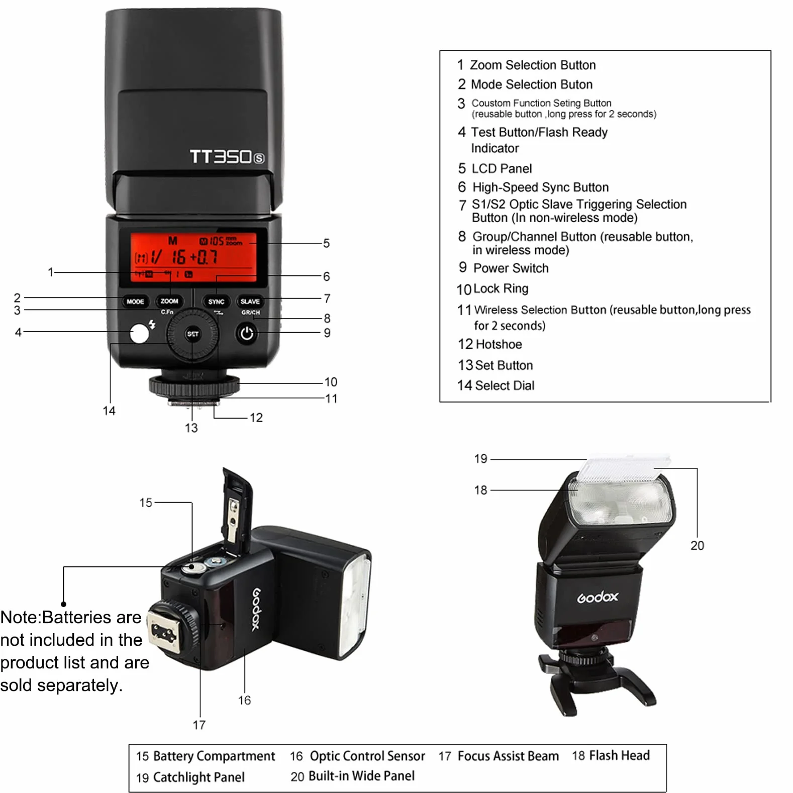 Godox TT350S Flash Sony Speedlite 2.4G Wireless HSS 1/8000s Master Slave A7R A7S A6300 A6000 A58 A99