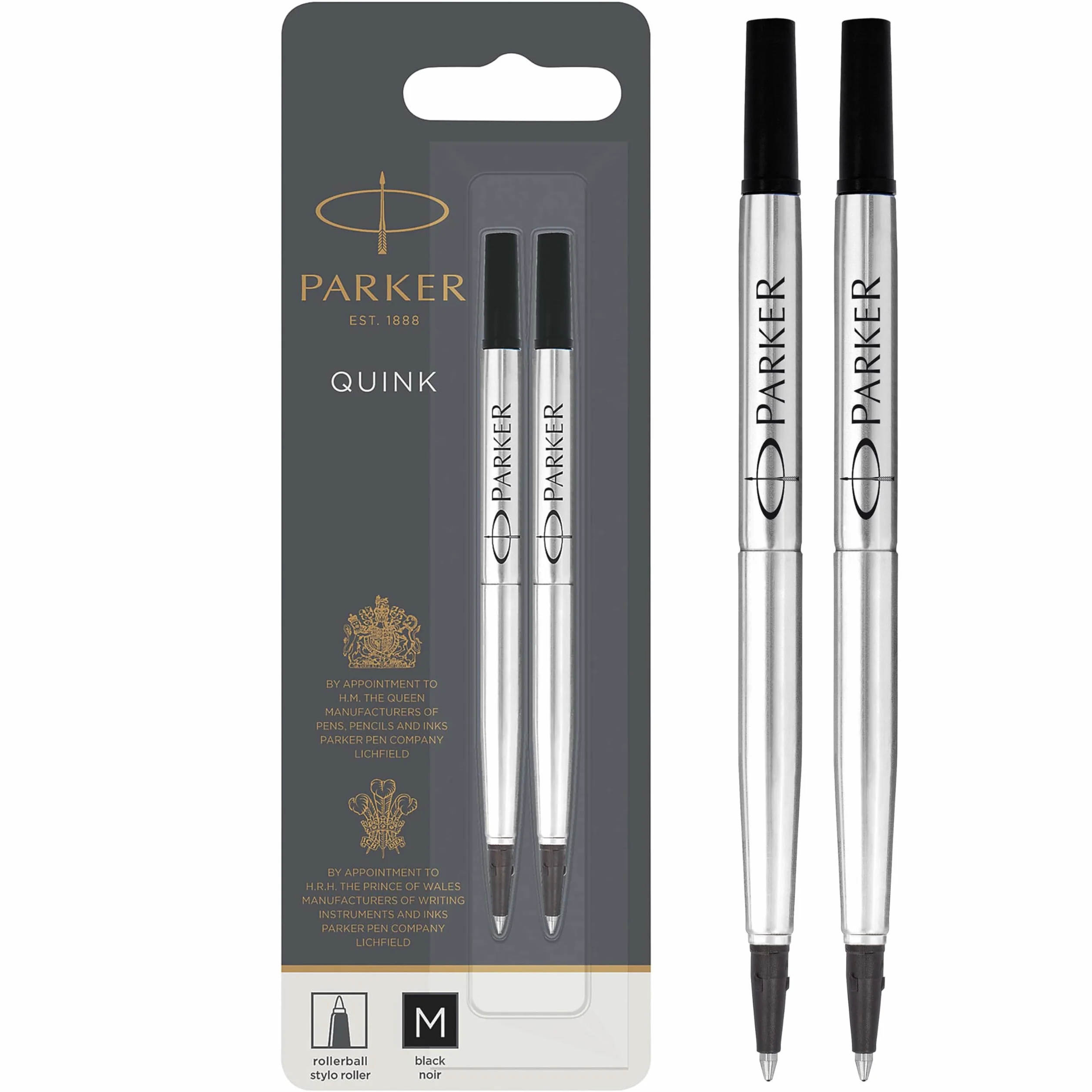 Parker ricarica per penna roller punta media nero confezione da 2