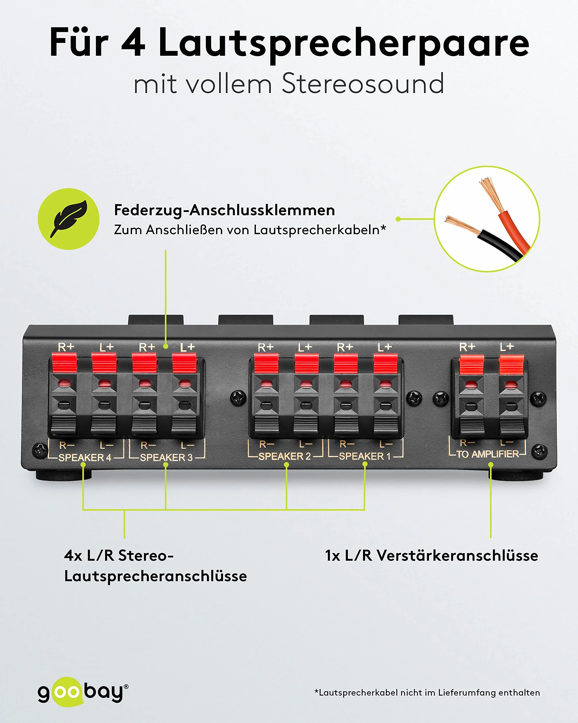 Goobay Speaker Switchbox per 4 coppie di diffusori nero
