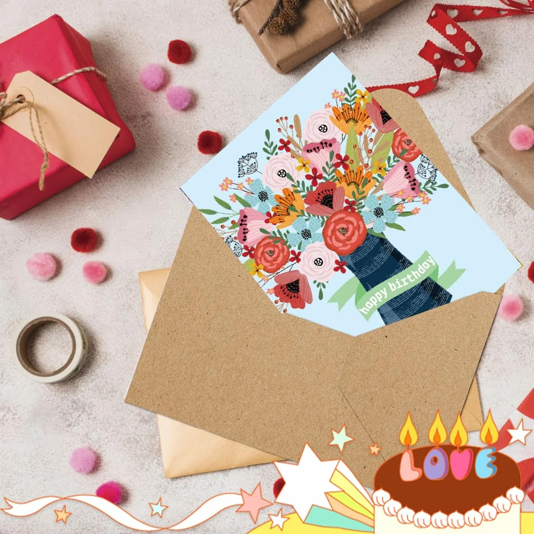 Biglietti Auguri Compleanno 20 Pezzi con Busta e Adesivi, Cartoline Compleanno Divertenti per Uomini Donne Bambini