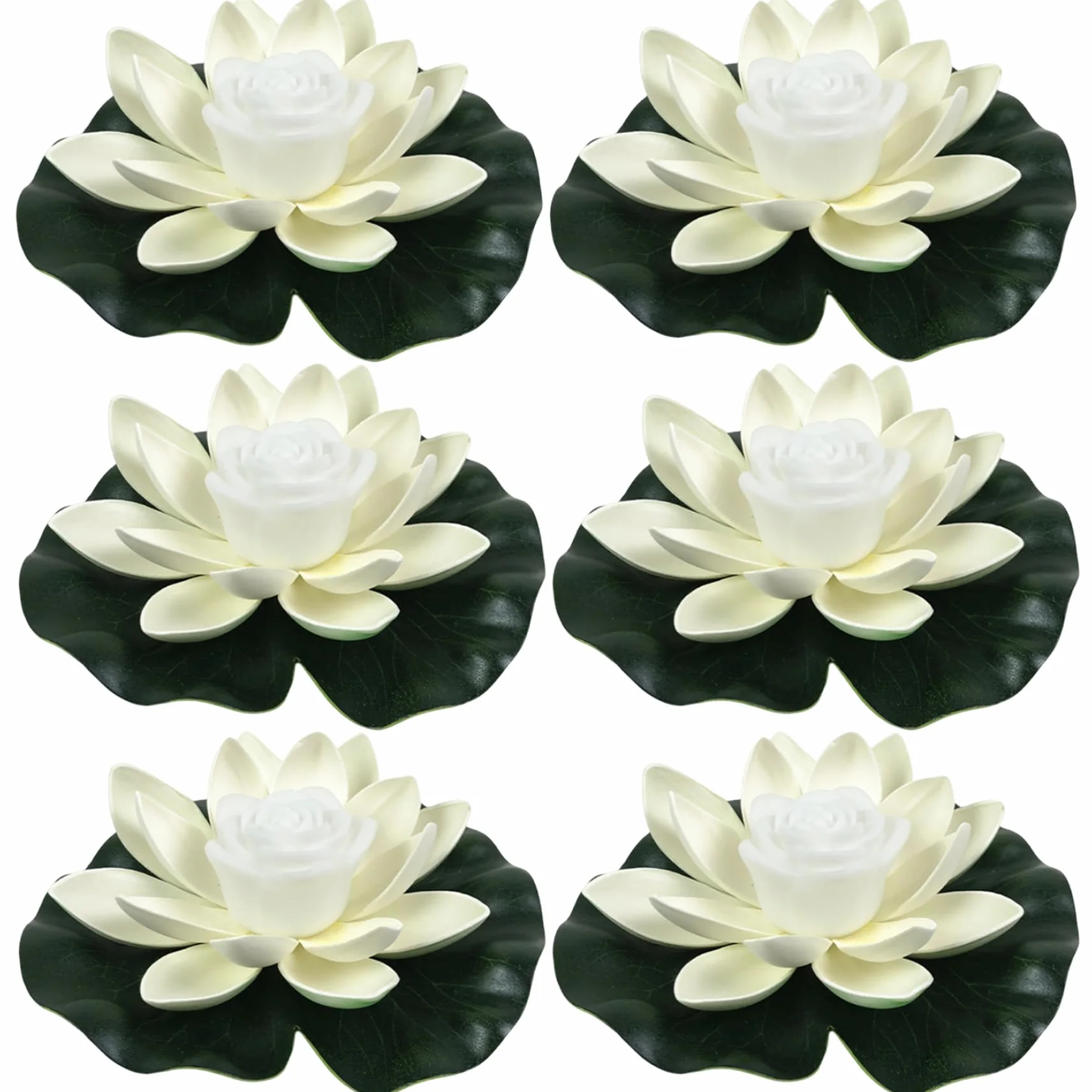 Fiori galleggianti, 6 Pezzi da 7 Pollici Fiori galleggianti a LED luci per Stagno con Luce di Loto, ninfee in Eva Impermeabili 3D per Decorazioni per stagni per Piscina