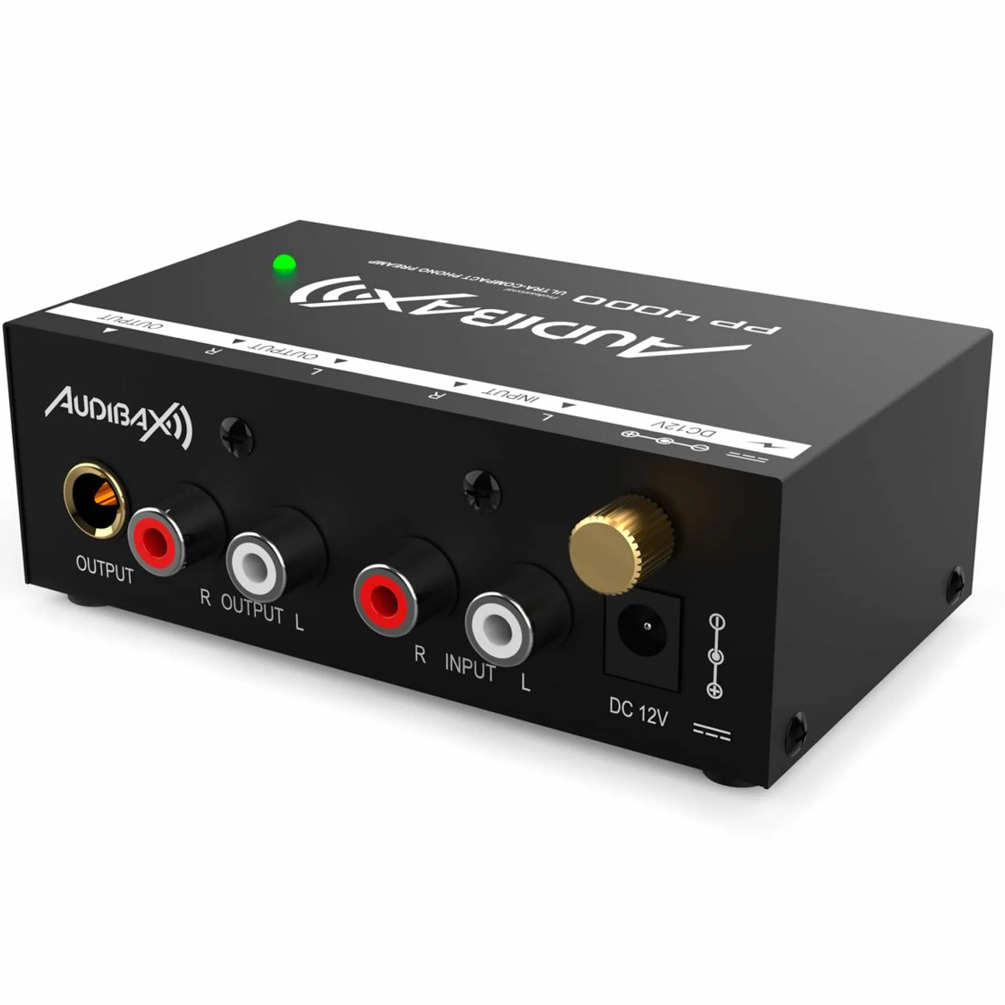 Audibax PP4000 Black Preamplificatore Fono RIAA per Giradischi 12 V DC Audio Stereo Hi-Fi