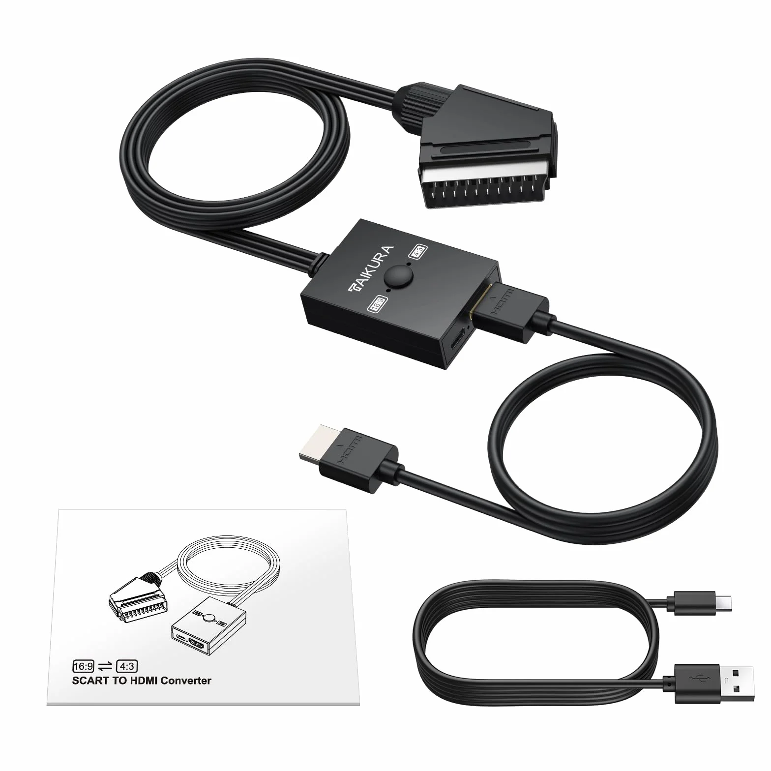 Convertitore SCART a HDMI 1080P 150 cm Commutazione Aspect Ratio 4:3/16:9