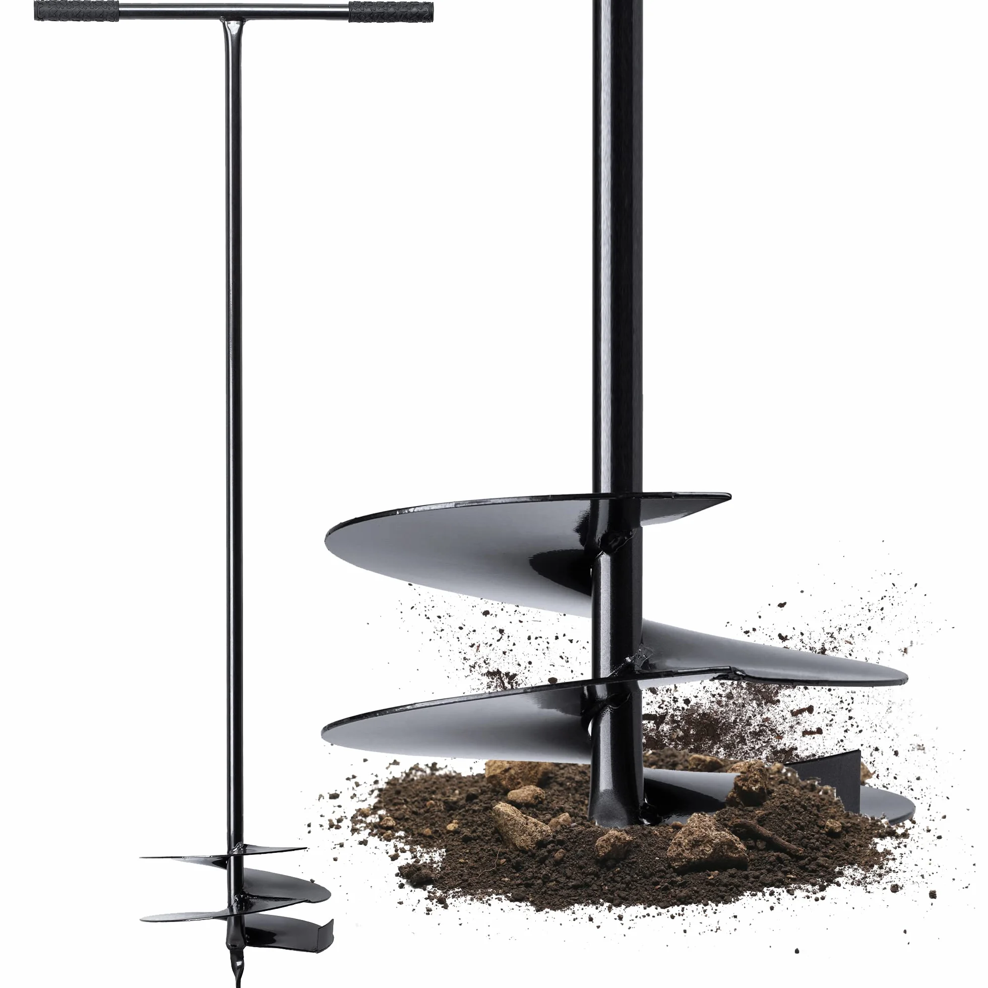 KADAX Trivella Manuale con Manico Antiscivolo per Installazione di Recinzioni e Pali, Trivella a Mano in Metallo per Trapano da Terreno (250 mm)