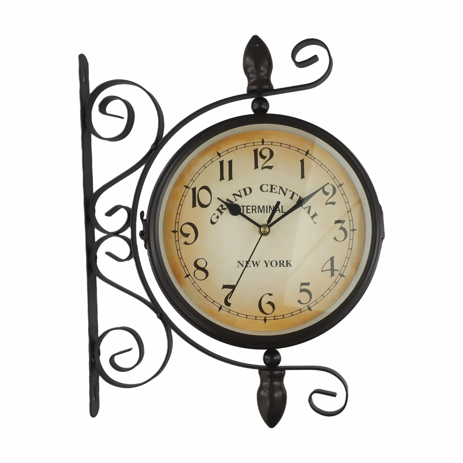Orologio da parete vintage su entrambi i lati, per esterni, giardino, stazione ferroviaria, montato, 20,3 cm, per ingresso e portico